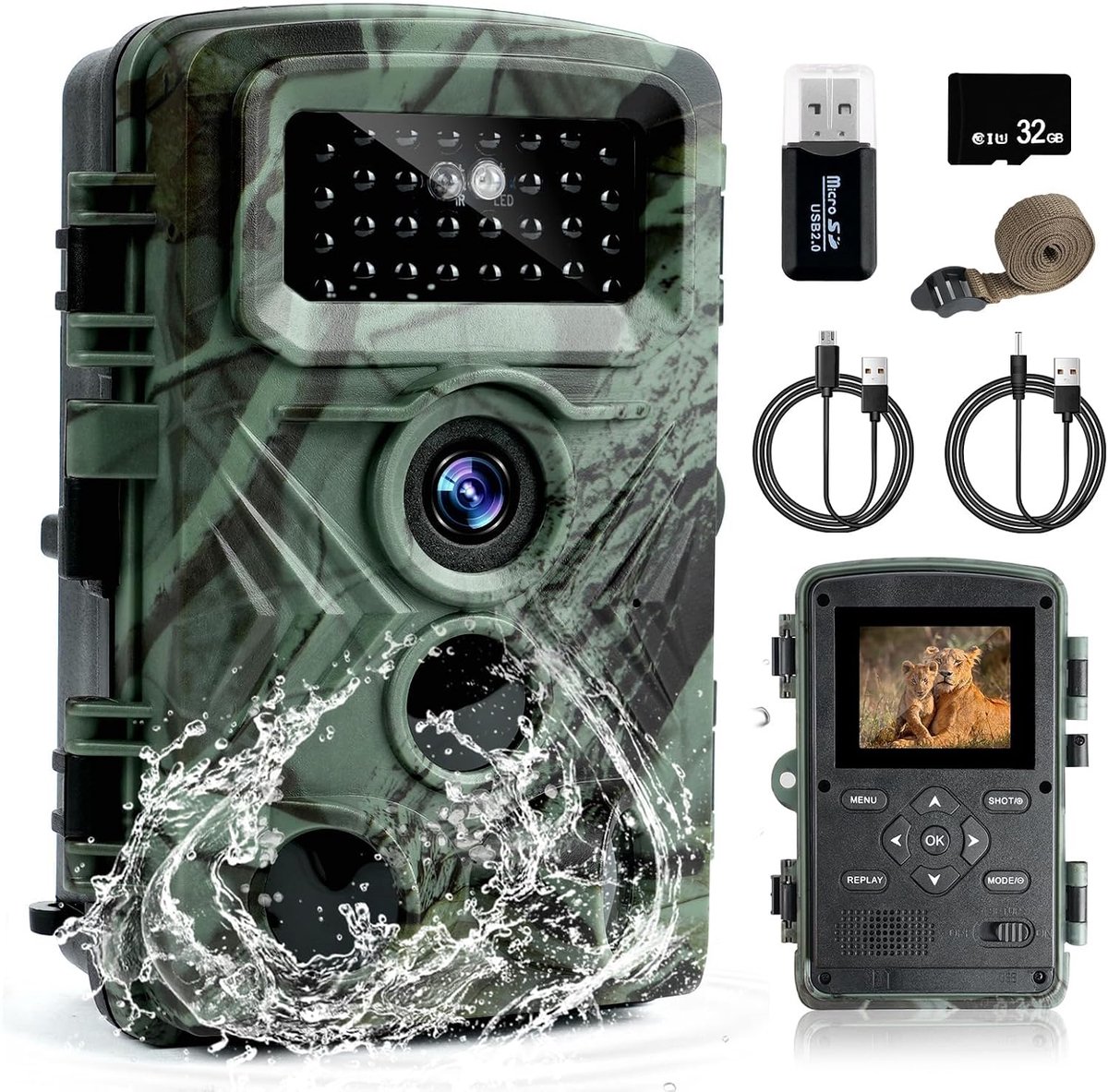 Jachtcamera 58 MP - 2.7K HD - 120° Detectiehoek - Ideaal voor game monitoring - ShopVlot