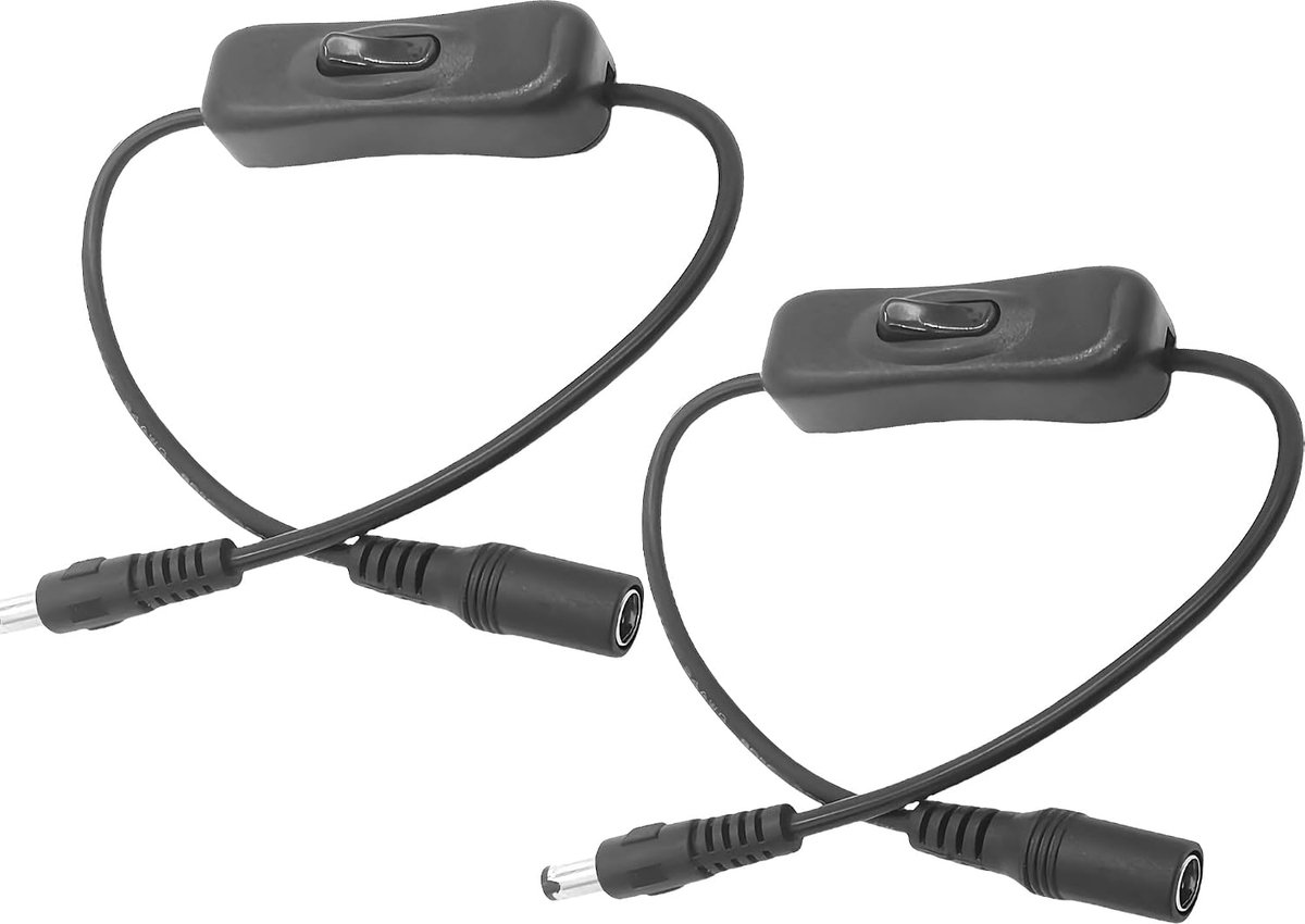 On/Off Schakelaar 5-24V DC - 2 Packs met 5521DC Aansluitingen - 1m 22AWG Draad - Eenvoudige bediening voor LED Strips - ShopVlot