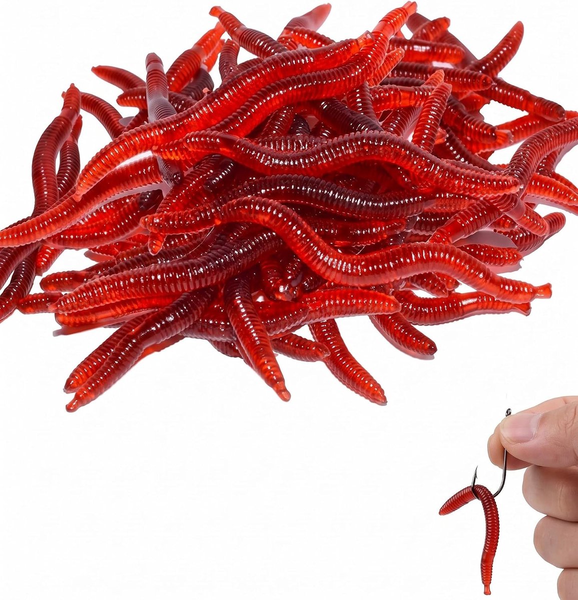 Kunstaas korte wormen 3,6 cm - zachte siliconen - realistische beweging - ideaal voor forelvisserij - ShopVlot