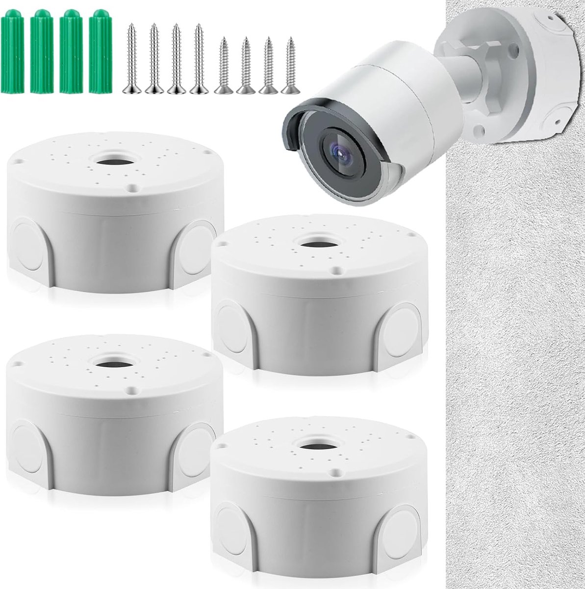 Camera junction box 4 stuks - Semicirculaire montagebox - Waterdicht - Bescherming voor uw camera-verbindingen - ShopVlot