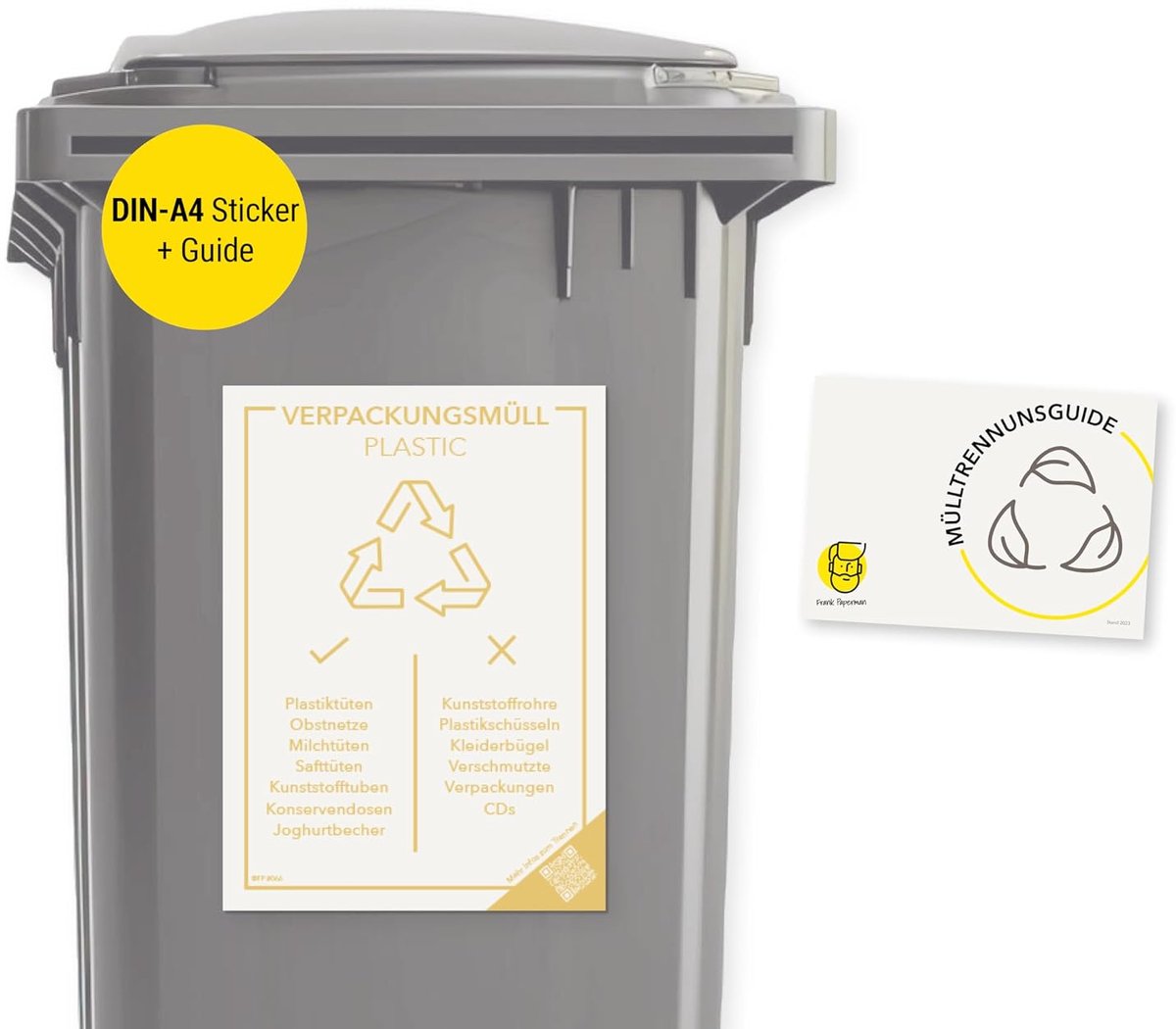 Afvalscheidingssticker A4 - Zelfklevend - Duits en Engels - Eenvoudig afval scheiden - ShopVlot
