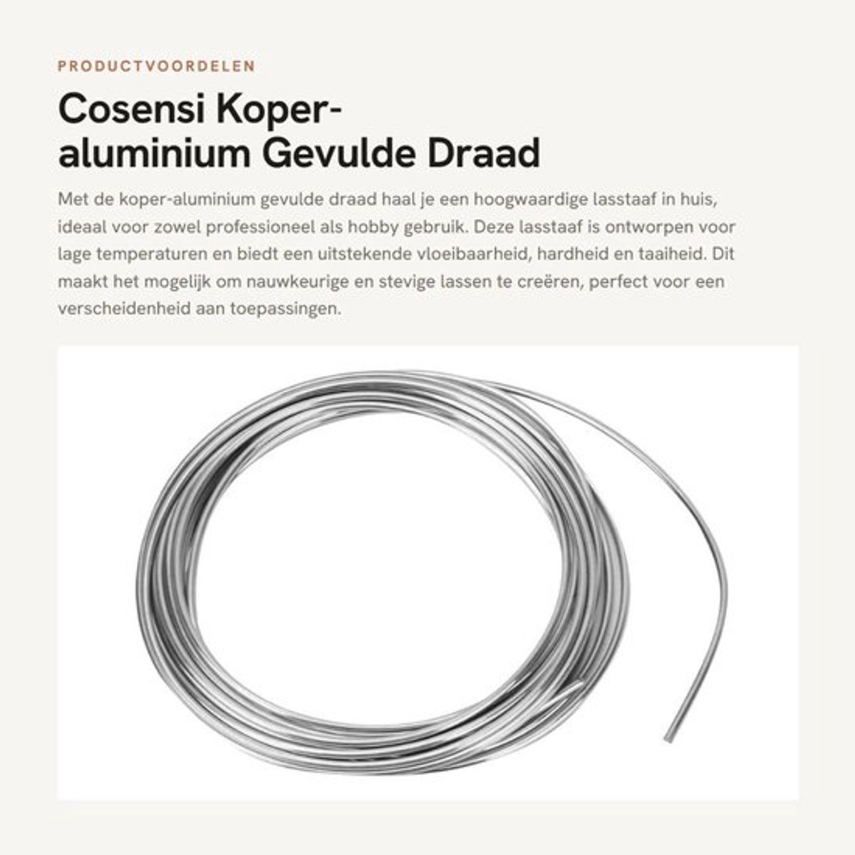 Lasstaaf Koper-Aluminium 4 m - Laag Smeltpunt - Goede Vloeibaarheid - Glad Laseffect - Stevig Bevestigd - Geschikt voor Lassen - Lasdraad