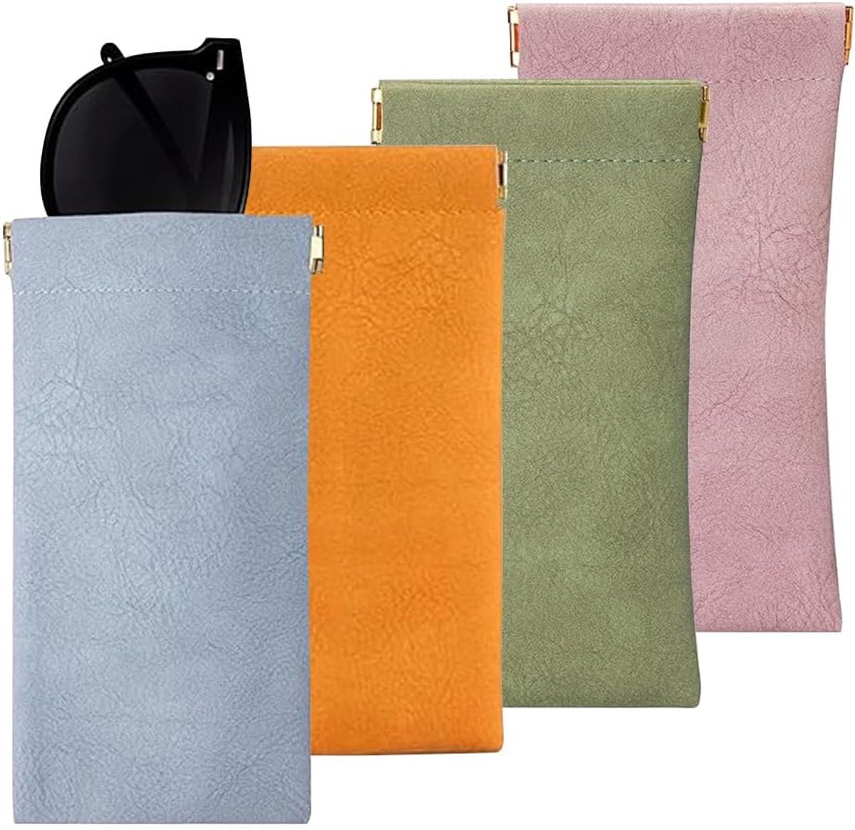 Glazenhoes Set van 4 - Zacht, Leersoort - Krasbestendig - Ideaal voor Zonnebrillen - ShopVlot
