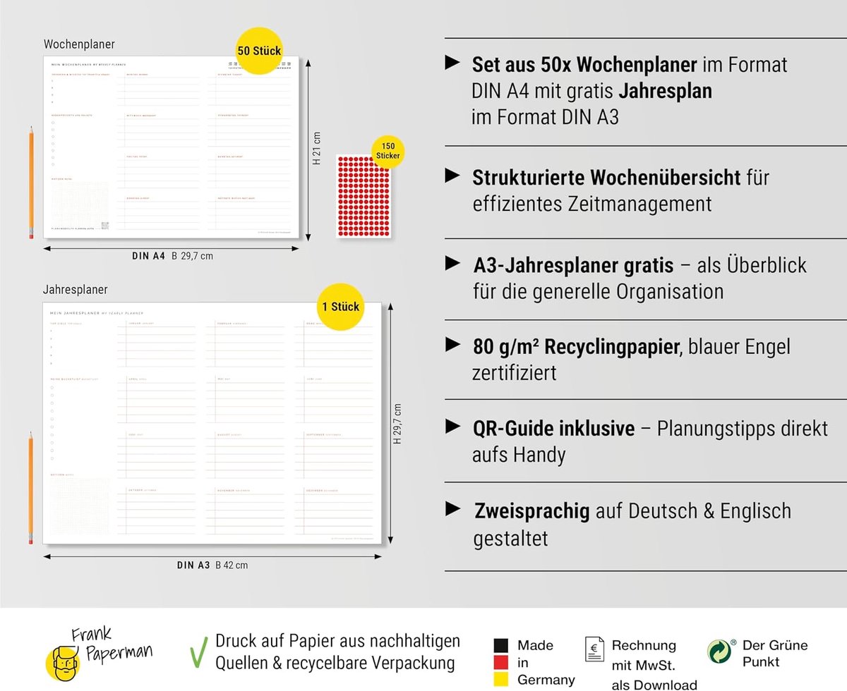 Weekplanner en jaarplanner - tweetalig - rood - flexibele planning - ShopVlot