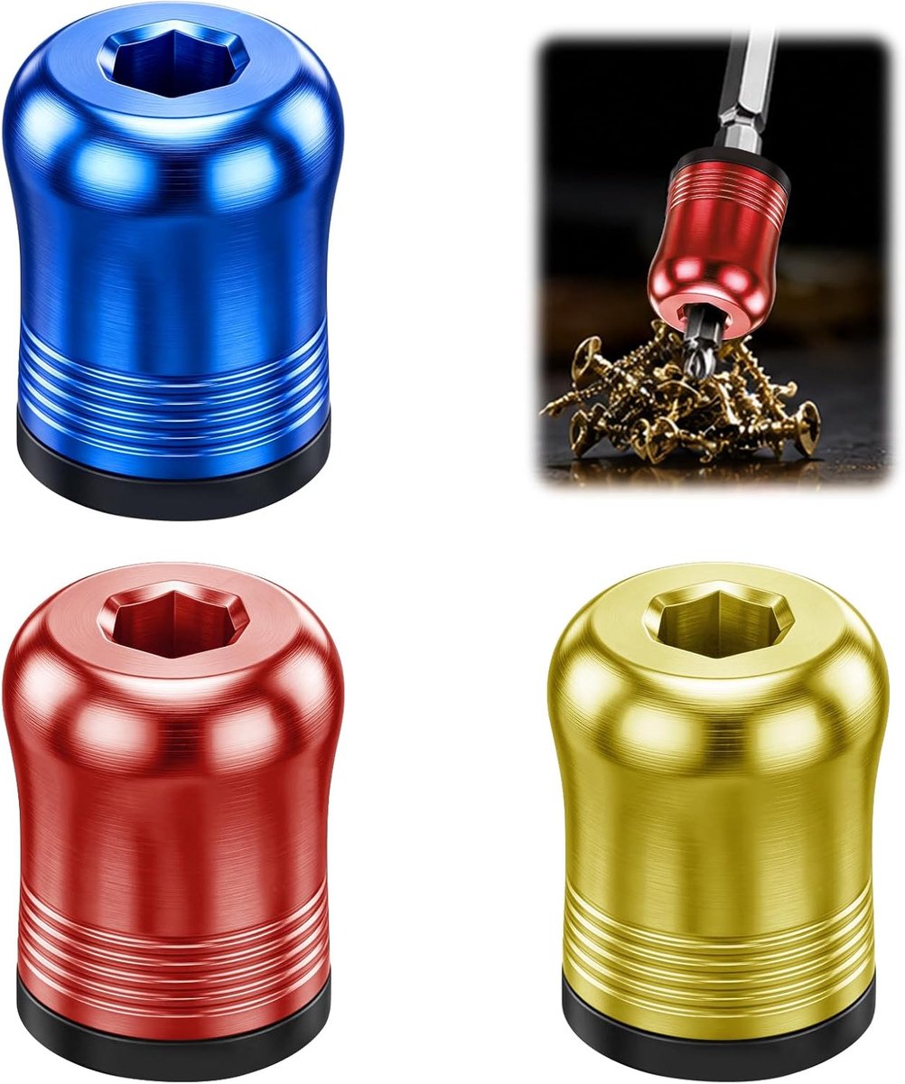 3-delige set magnetische boorbit ringen - getande bitkragen - hooghardheidslegering - krachtige grip - ShopVlot