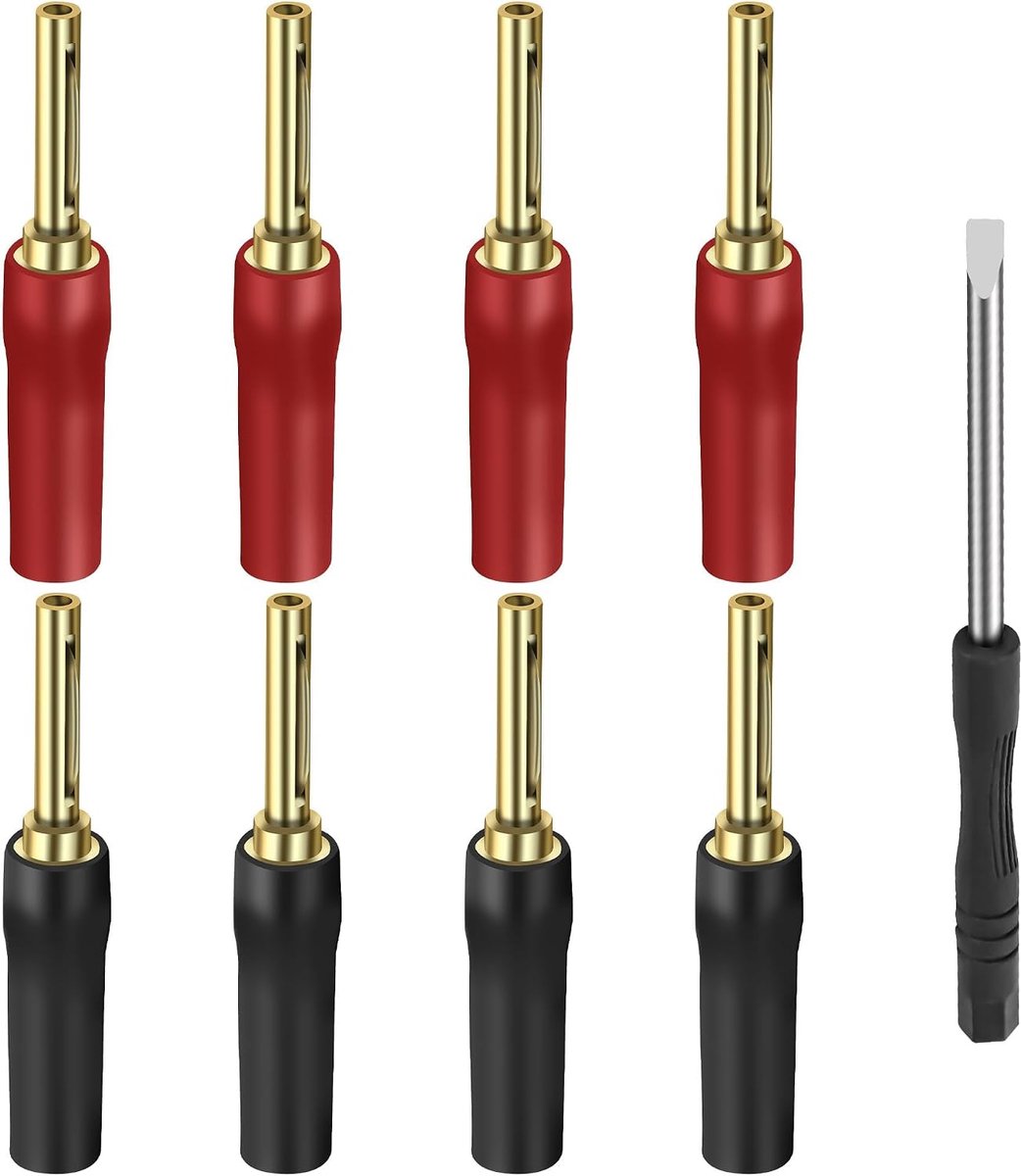 XMSJSIY 4mm Speaker Banana Plugs Hi-Fi Screw Lock Banana Pins Connectors Gold Plated for Speaker Wire, Home Theater - ShopVlot