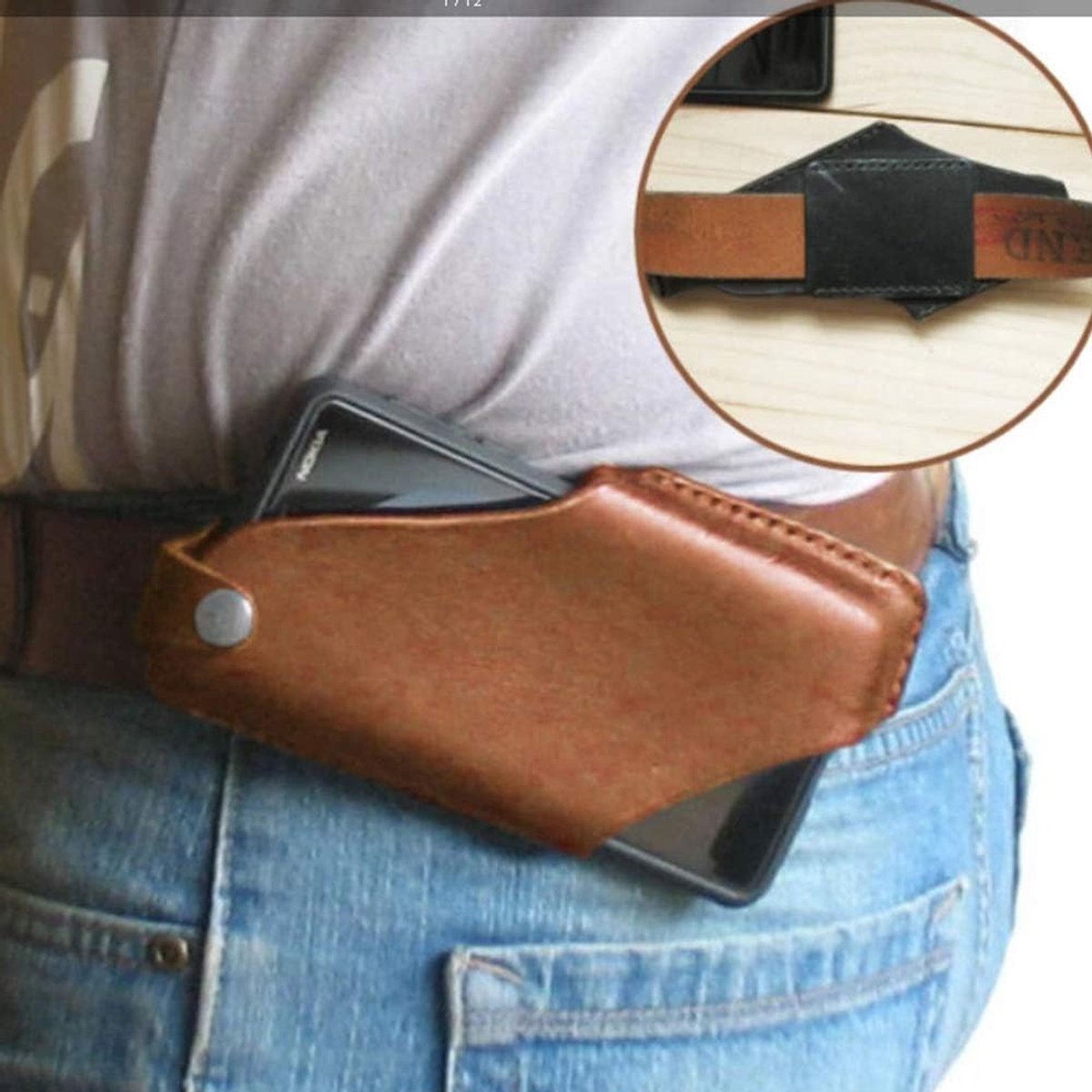Mobile Phone Holster Waist Bag Phone Bag, Retro PU Leather Belt Holster Universal, Men's Waist Outdoor Hang 4.7-6.5 - ShopVlot