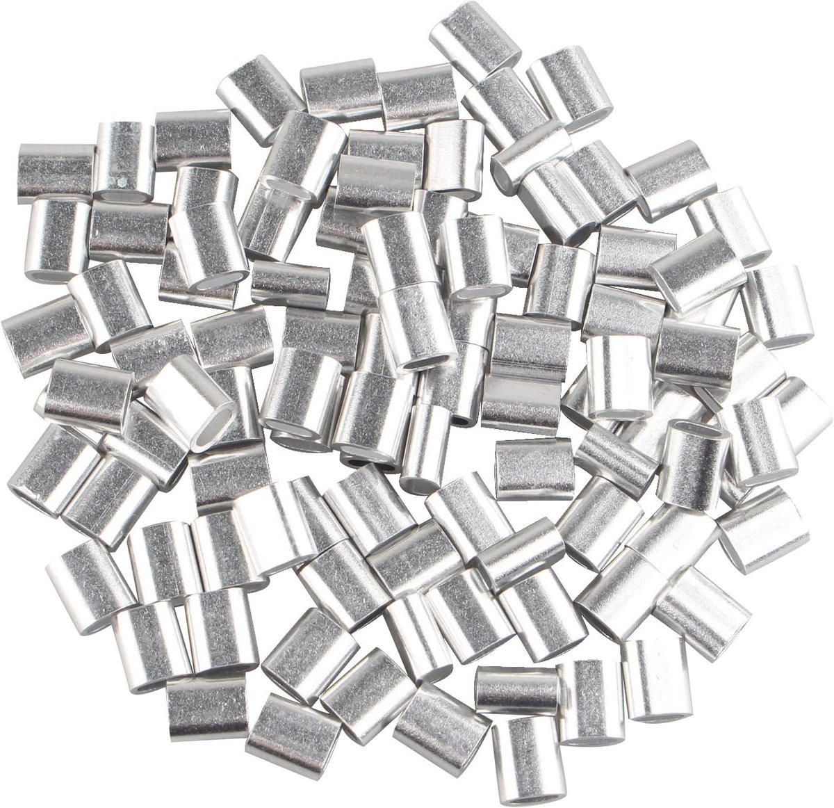 SnelShoppen - 100 Stuks Aluminium Crimp Loopsleuven Clips Ovalen Vorm voor 2.5mm Kabel Draad Touw Verzilverd - Duurzaam en Roestbestendig voor Veilig