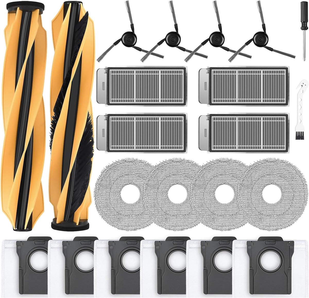 22-Piece Accessory Set for Mova V50 Ultra Robot Vacuum Cleaner, 2 Main Brushes, 4 Wipes, 4 Filters, 6 Dust Bags, 4 - ShopVlot
