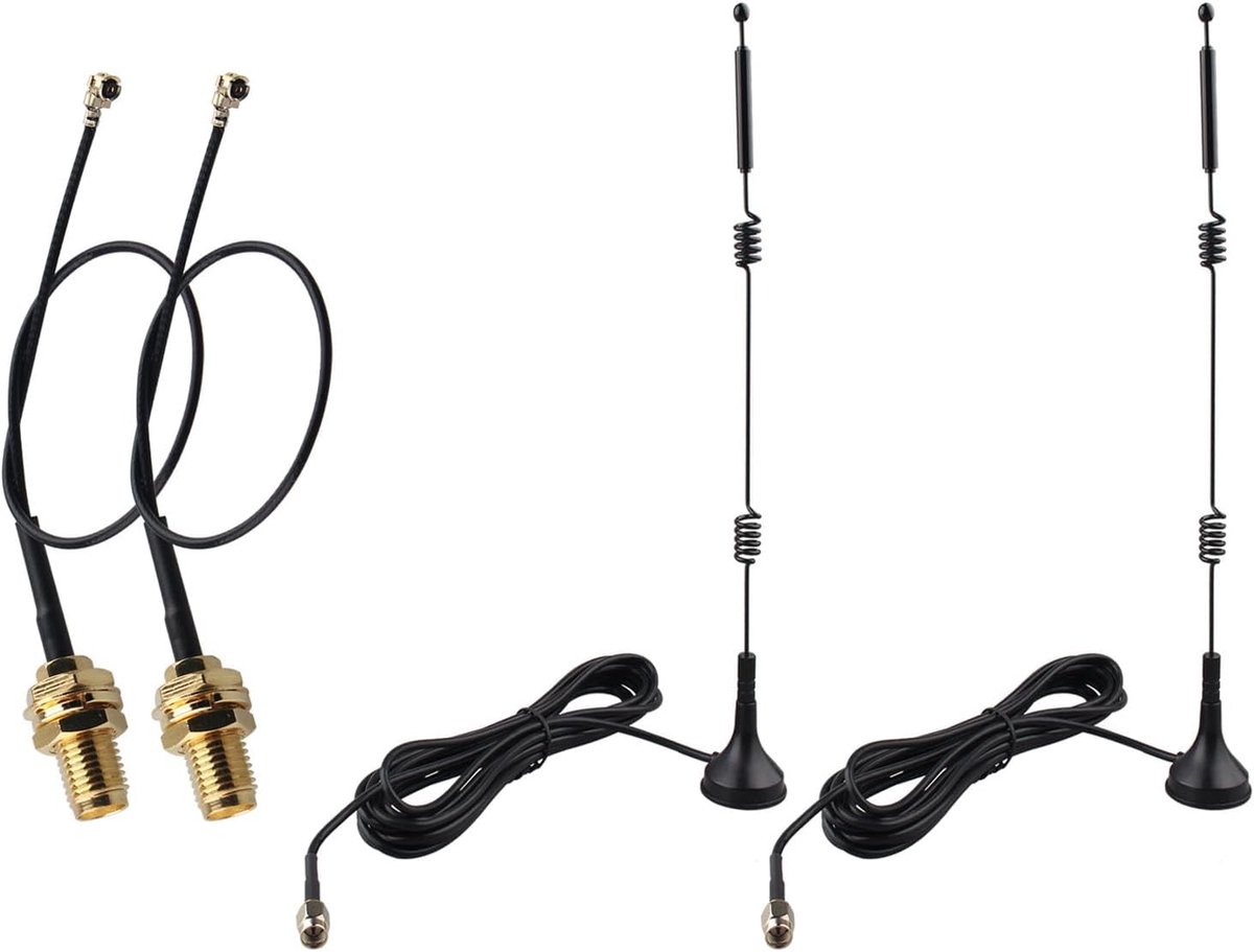 2Pcs Dual Band WiFi 2.4GHz 5GHz 5.8GHz 12dBi SMA Male Antenna+15cm U.FL IPX IPEX MHF1 to SMA Female Cable for - ShopVlot