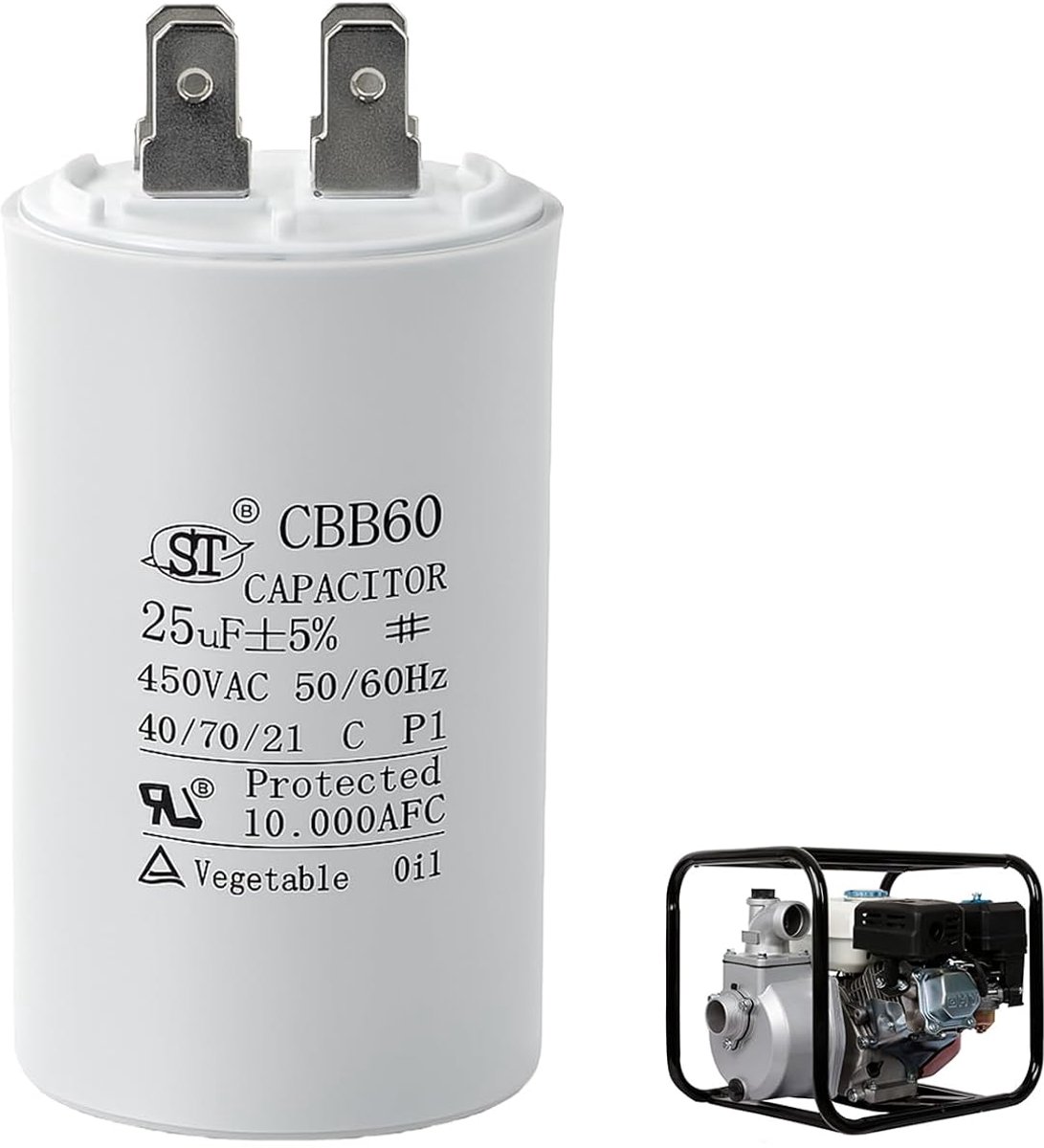 Motor Capacitor CBB60 Starting Capacitor 25µF 450V Capacitor 50/60Hz 5μF 450V CBB60 Capacitors Plug for Water Pump - ShopVlot