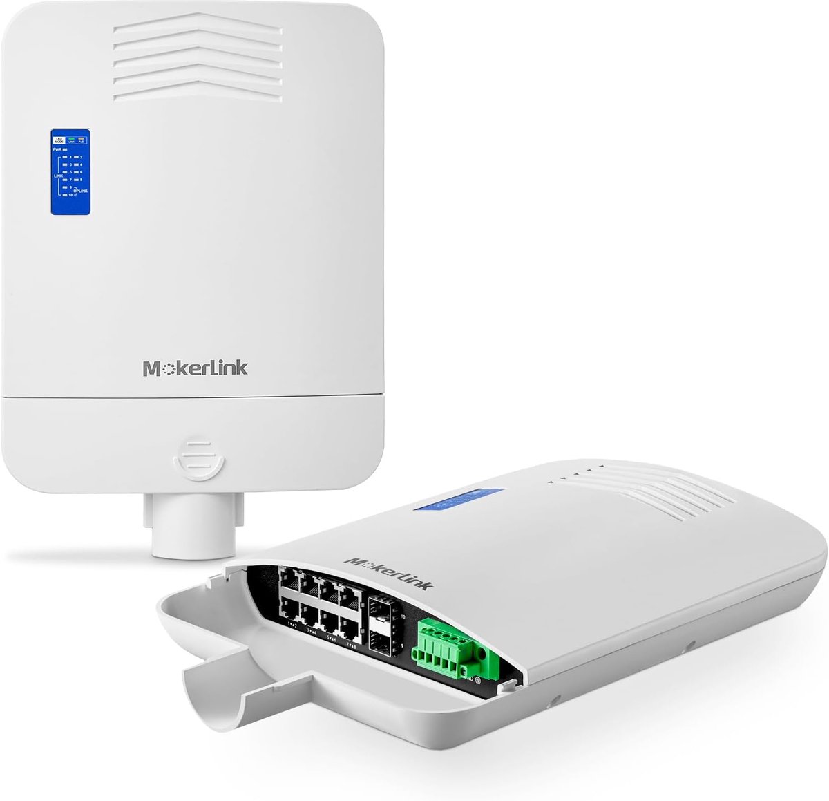 MokerLink Outdoor 10 Port Gigabit PoE Switch, 8 Gigabit PoE, 2 Gigabit SFP, 96W IEEE802.3af/at, IP65 Weatherproof Plug - ShopVlot