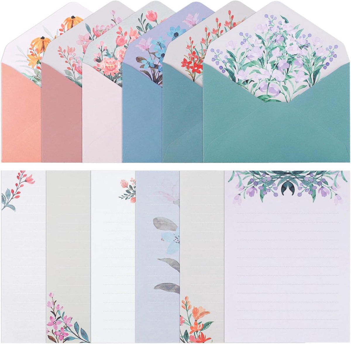 72pcs stationery and envelopes, 48 writing paper + 24 envelopes, cute beautiful flower stationery set for love letter - ShopVlot