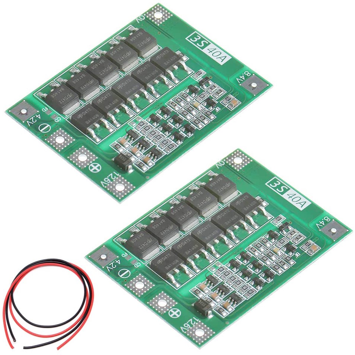 2Pack PCB Protection Board 40A 3S Li-ion Lithium Battery Charger PCB BMS Protection Board with Balance Charging for - ShopVlot