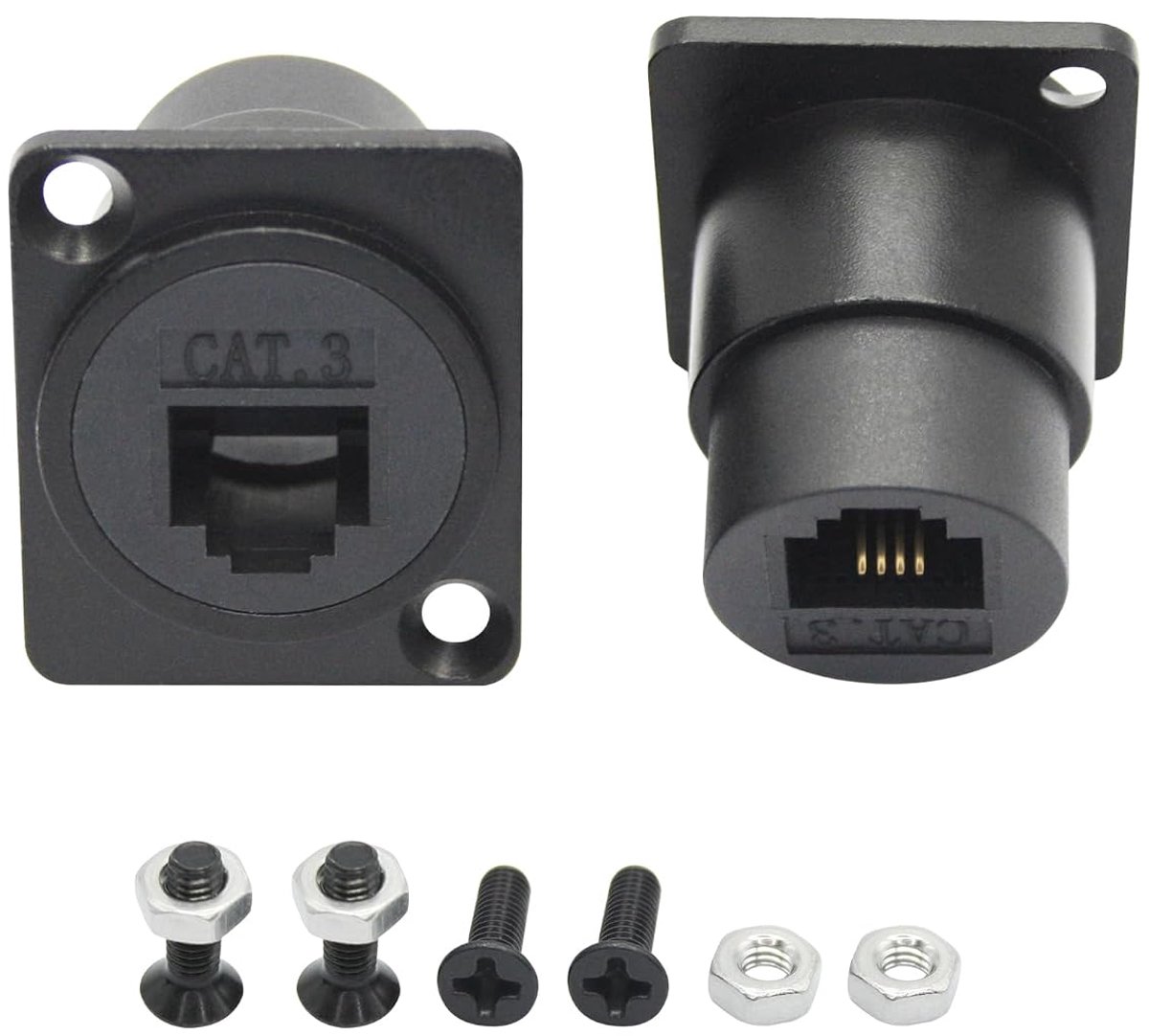 2pcs D-type RJ11 Panel Mount Connector, RJ11 4P4C Cat3 female to Female Flush Mount Phone Card via Socket Connector - ShopVlot