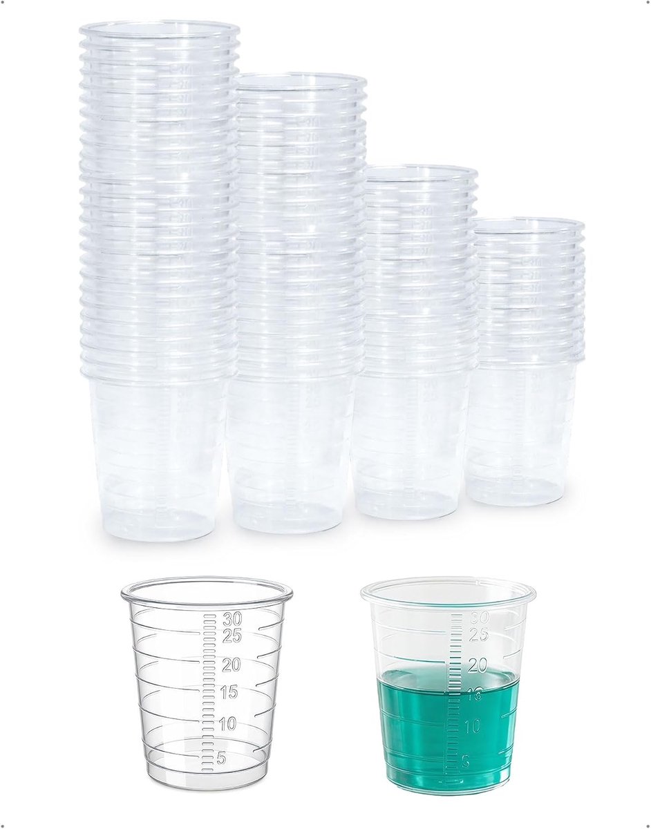50 stuks plastic bekers 30 ml met schaal, herbruikbare shotglazen met schaalverdeling voor cocktails, voorgerechten of - ShopVlot