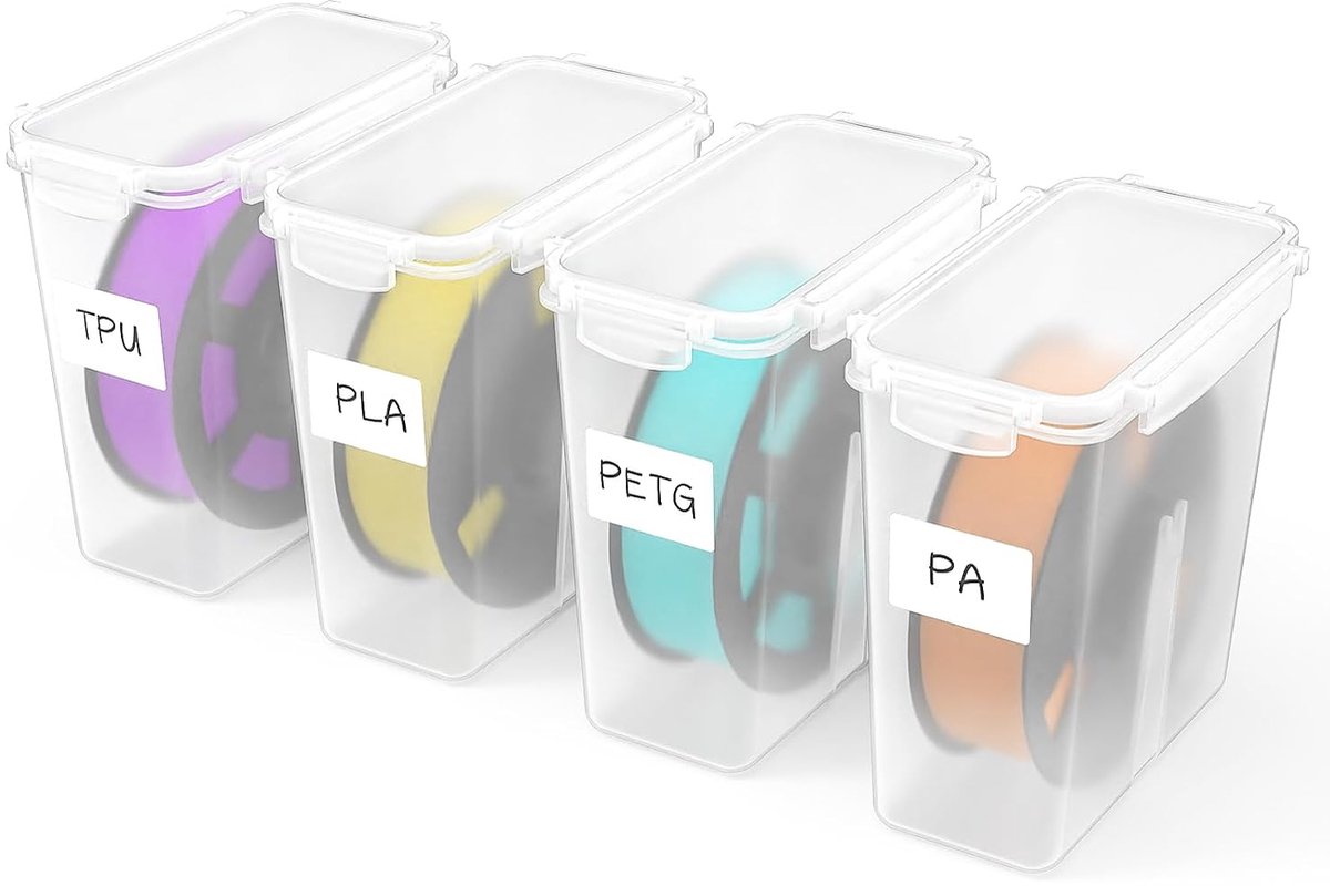 Storage Box for 3D Printing Filament, for Sealing and Protection - Set of 4 Filament Containers - ShopVlot