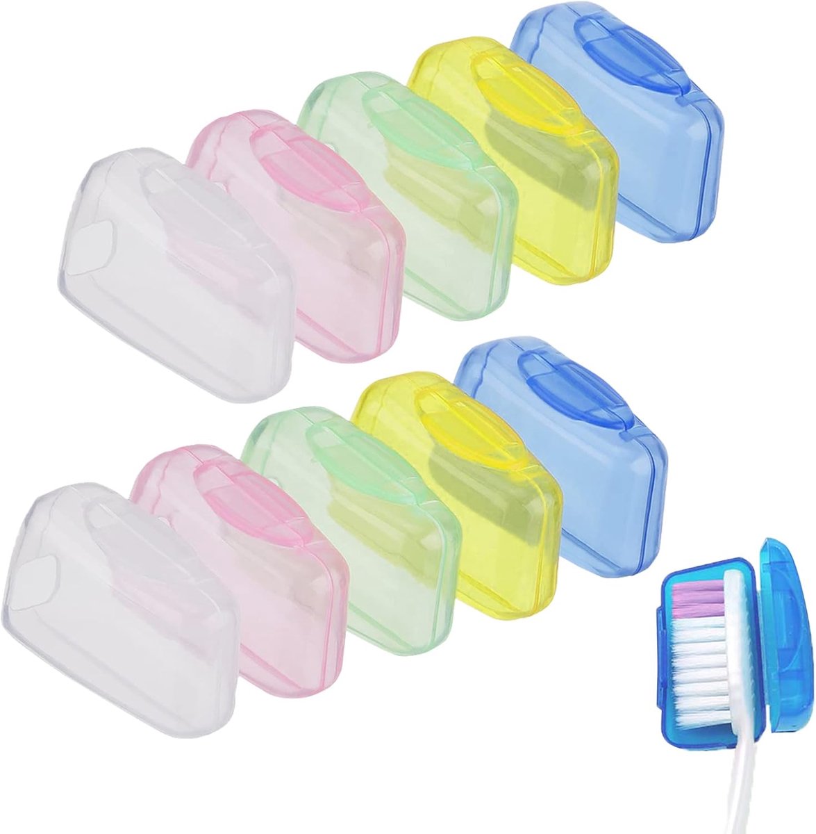 ILLUVA 10 Pcs Portable Toothbrush Head Covers, Travel Toothbrush Protector Cover - ShopVlot
