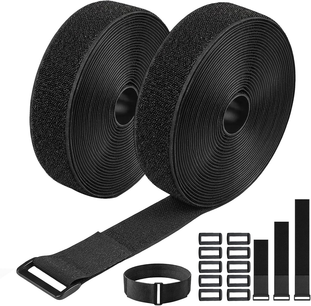 2pcs 5cm x 5m Tape Cable Ties with 30 Buckles Cuttable Fastener Reusable for Organizing Cables, Hoses and Cords - ShopVlot