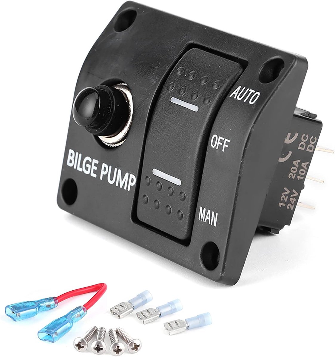 Lens Pump Toggle Switch, LED Toggle Switch Lens Pump Switch Panel 3 Way Bilge Pump Switch Panel with Circuit Breaker - ShopVlot