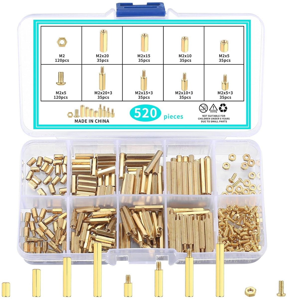 520 st M2 messing mannelijke vrouwelijke zeskantschroeven en moerenset, PCB-plaat/printplaat ghdraaide afstandsbus - ShopVlot