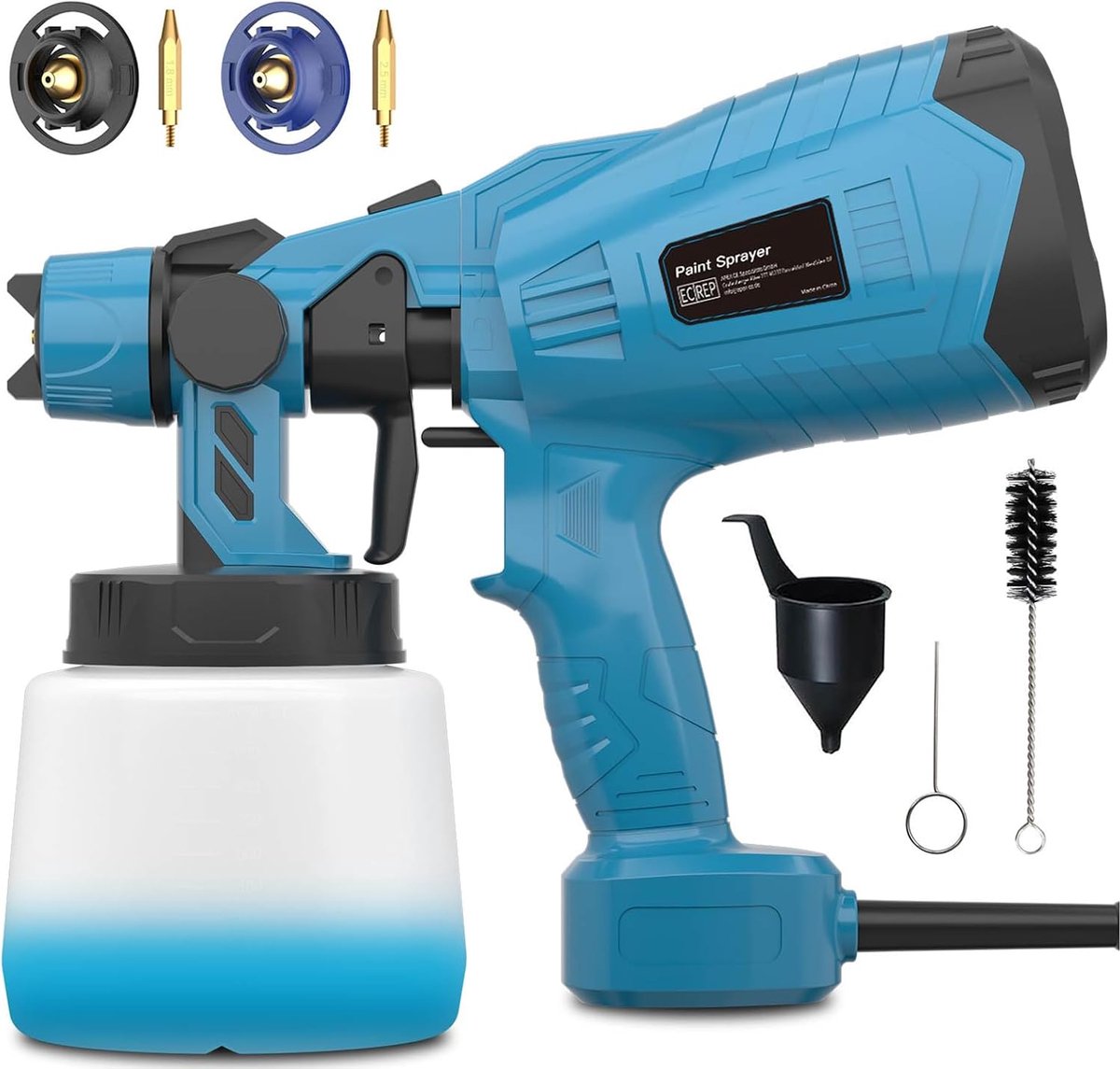 GGiking 450W electric paint spray gun with 2 nozzles and 3 spray cartridges, ideal for fences, sheds, walls, ceilings - ShopVlot