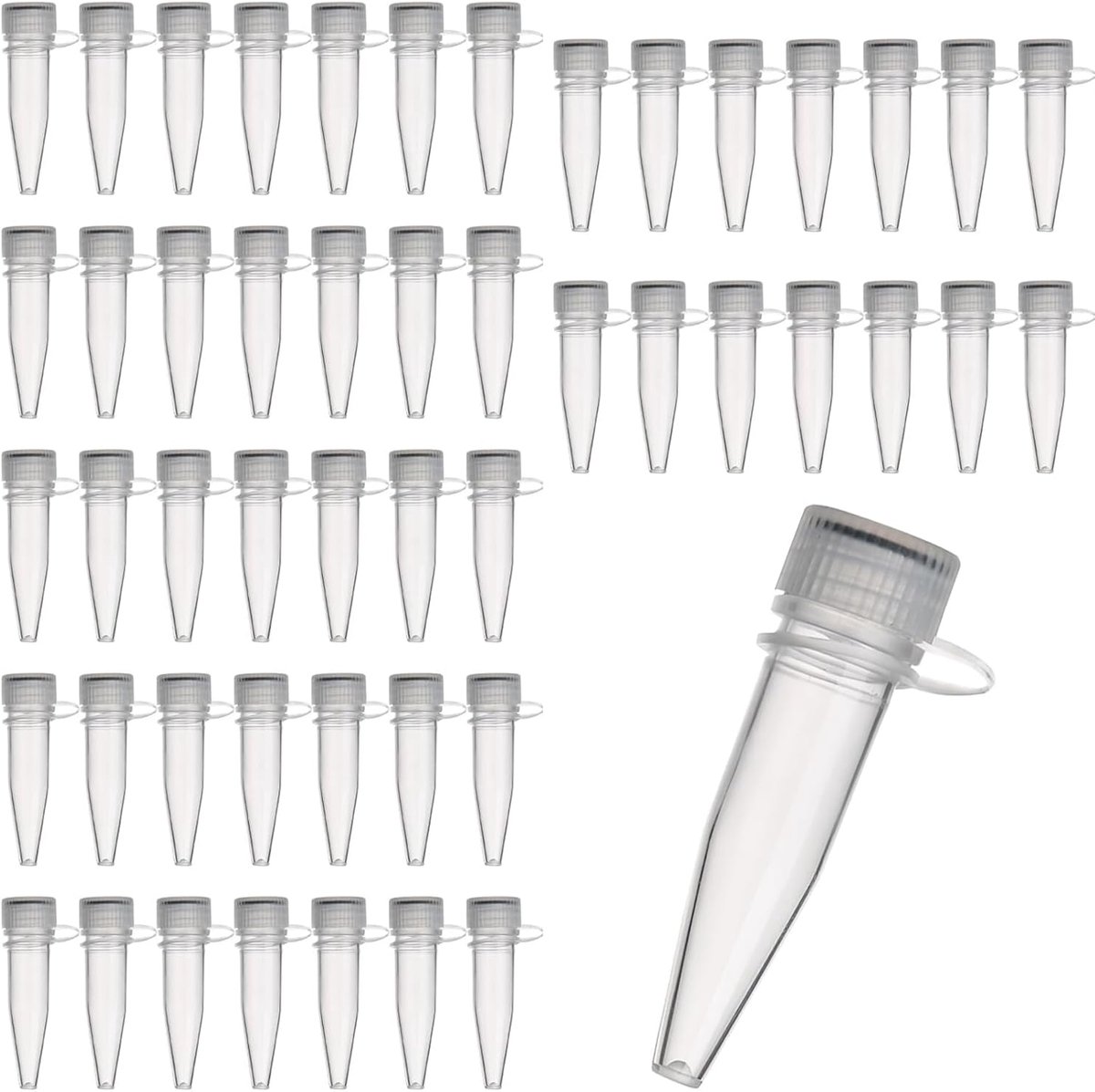 Set of 50 Clear Plastic Cryogenic Vials with Safe Screw Caps - ShopVlot