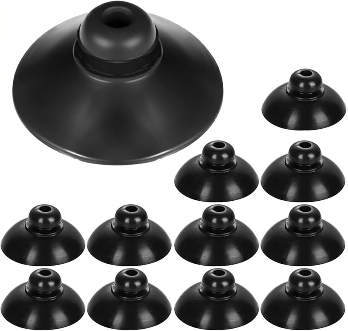 Set of 12 Medium Black Round Suction Cups, 28mm Diameter Strong Rubber Suction Cups, Ideal for Aquarium Ventilation - ShopVlot
