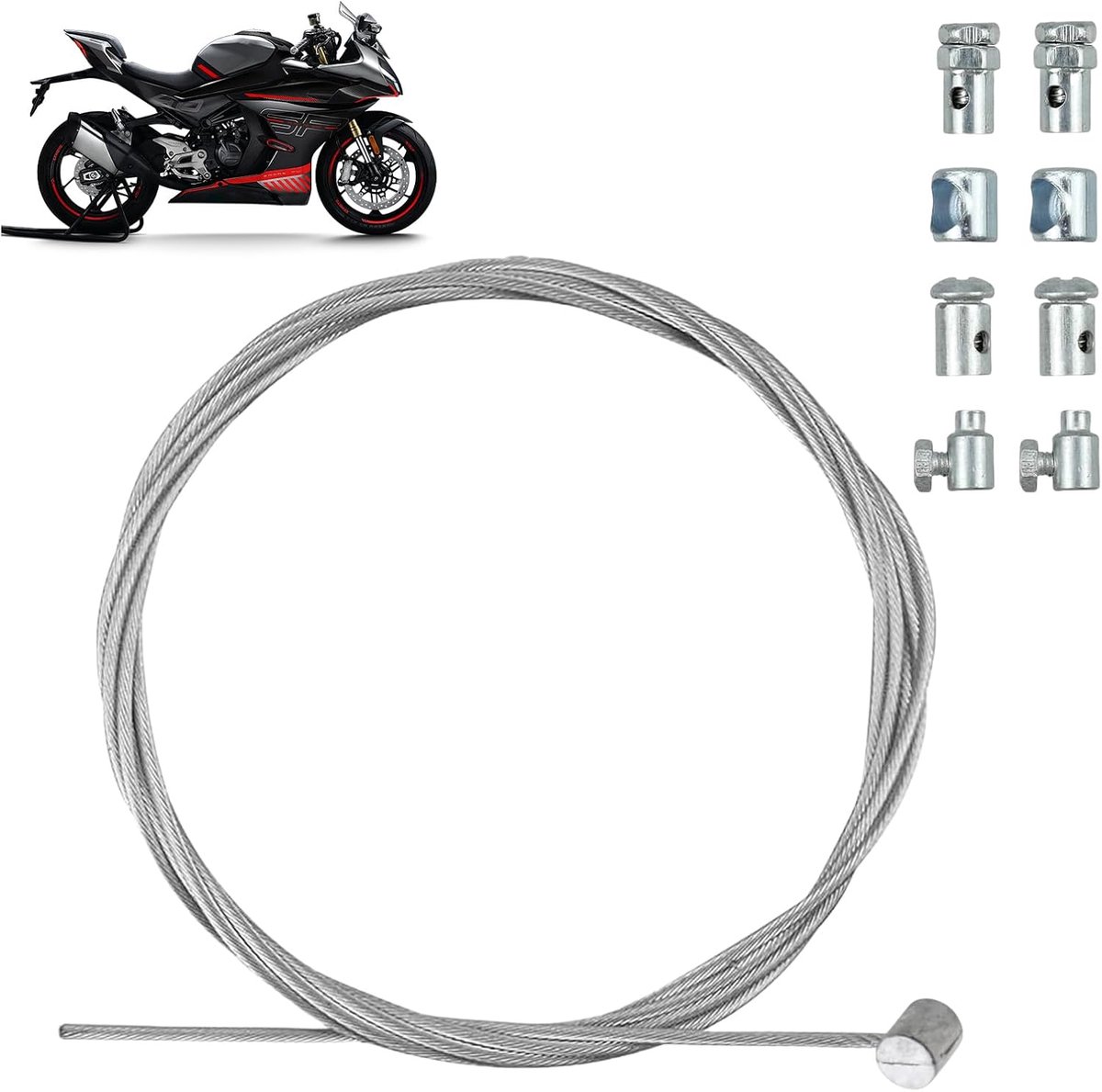 1.3m Clutch Cable, Motorcycle Ø1.5mm Universal Cable, Emergency Clutch Cable, Brake Cable, Throttle Cable Repair Kit - ShopVlot