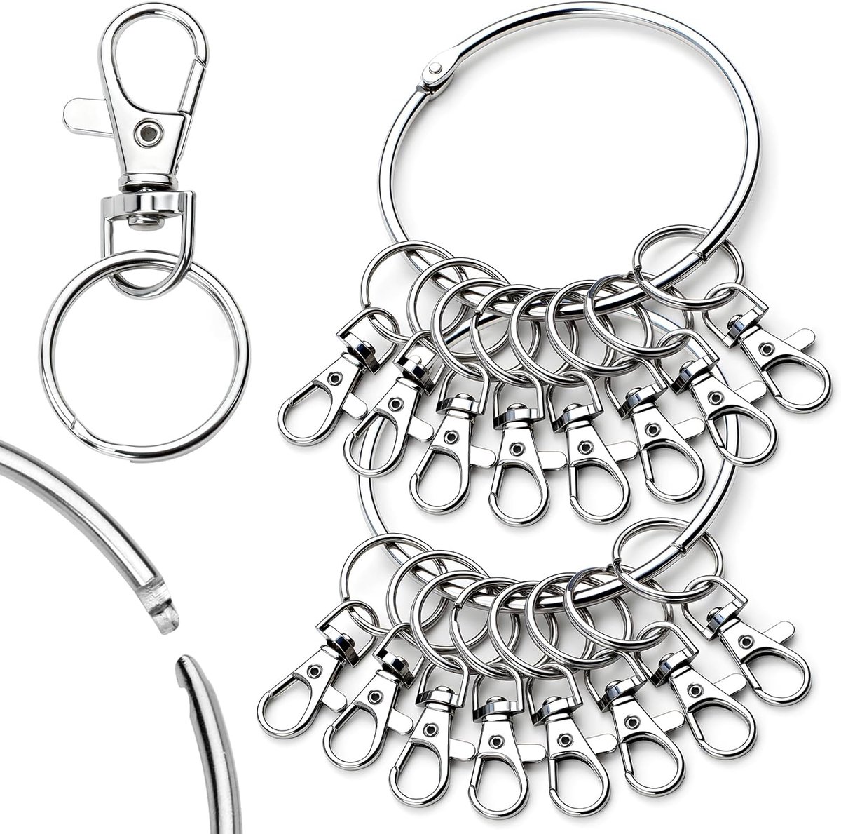 Sleutelhanger met afneembare metalen ringen - multifunctioneel - voor eenvoudig organiseren van sleutels - ShopVlot