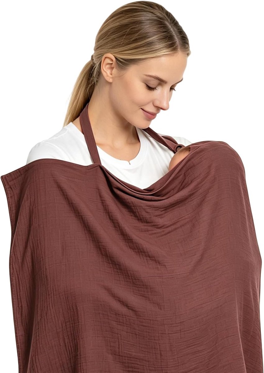 Borstvoedingsdoek - bruin-rood - mousseline - ademend en praktisch voor onderweg - ShopVlot