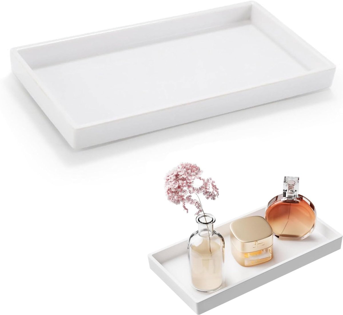 JOYOLA Badkamerdienblad, 22 x 12 x 2 cm dienbladen voor cosmetica rechthoekig, rechthoekig sieradendienblad - ShopVlot