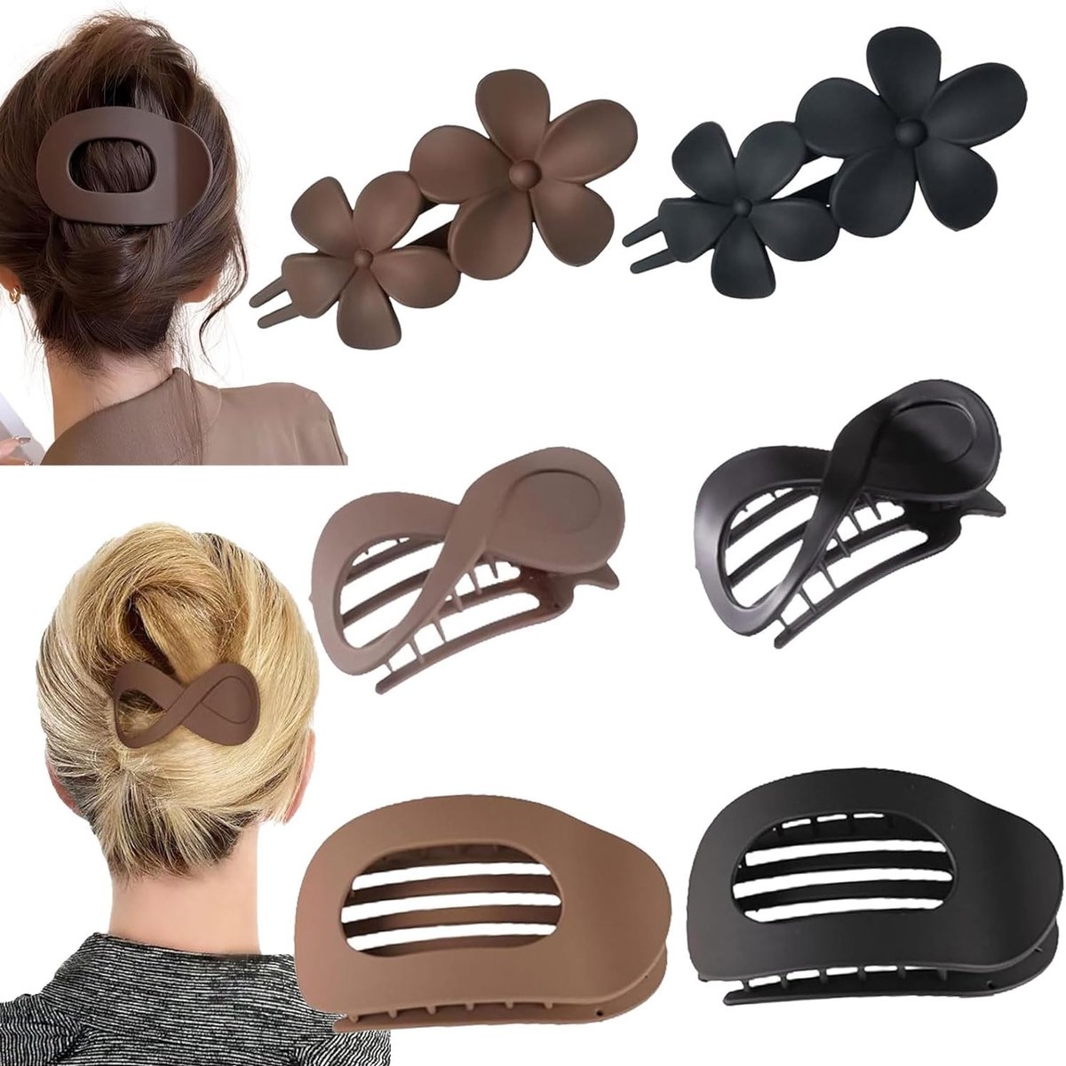 JOYOLA 6 stuks platte haarclips set, 3 stijlen platte haarclips voor vrouwen, ergonomische gebogen haarclips voor alle - ShopVlot