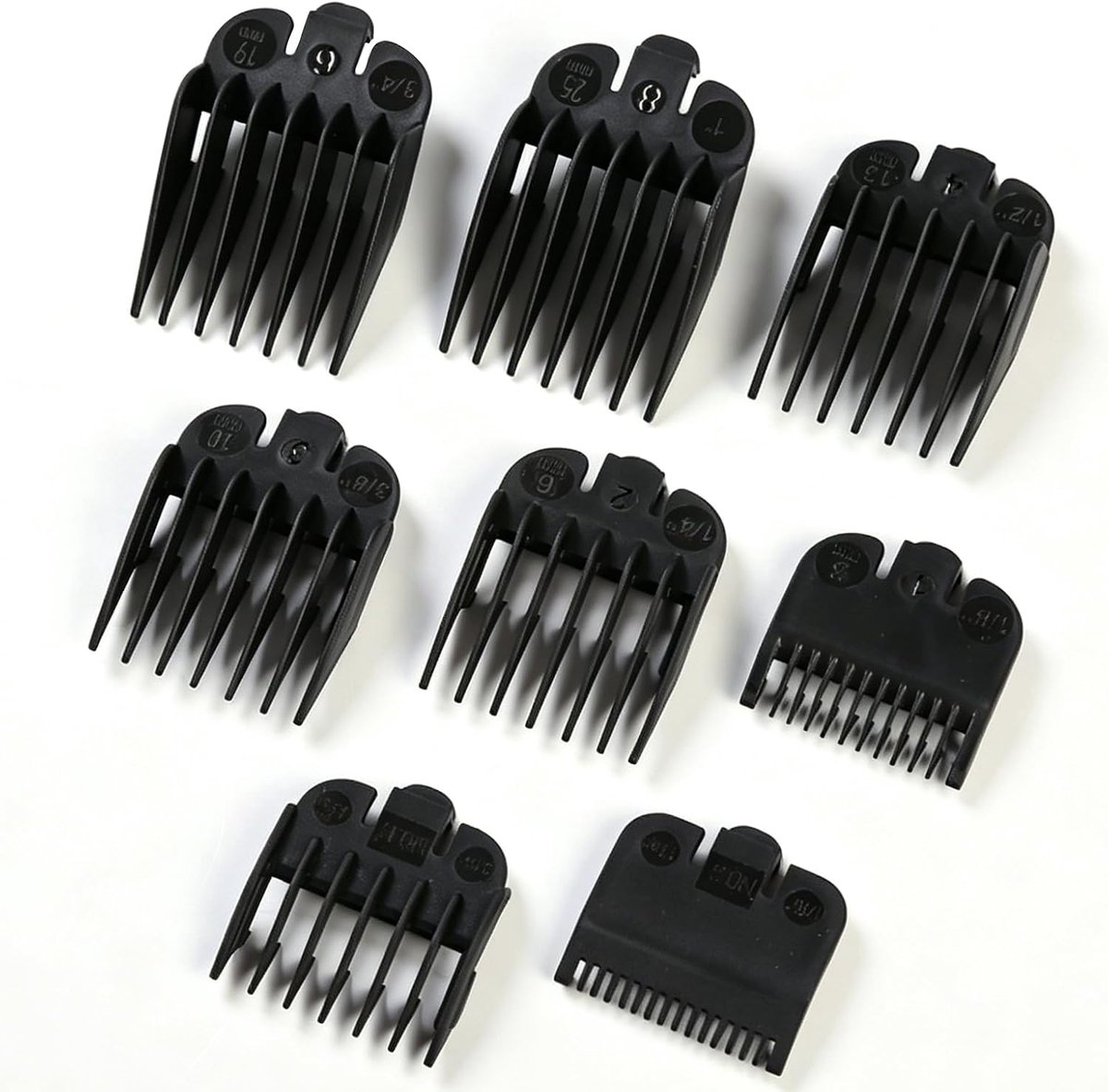 Tondeuse opzetstukken 1,5-25 mm - 8 stuks - zwart - voor nauwkeurig knippen - ShopVlot