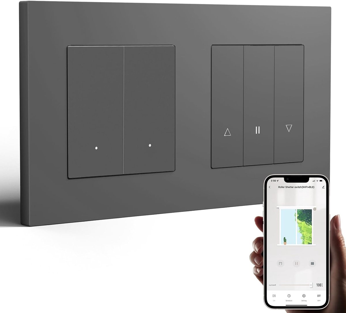 BSEED Smart Light Switch with WiFi Shutter Switch, Smart Blind Switch with PC Frame, Zero Guide, WiFi Shutter Timer - ShopVlot