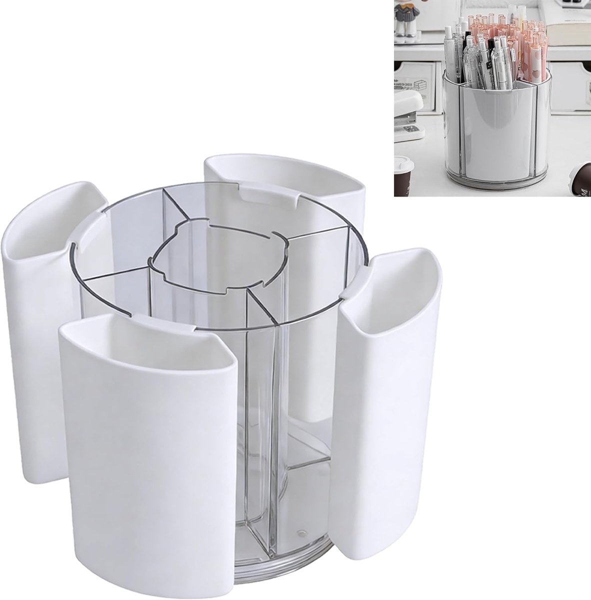 Rotating Pen Holder, Pen Organizer, 1 Piece, White, Rotating Pen Holder, Suitable for Storing Pens, Correction Tape - ShopVlot