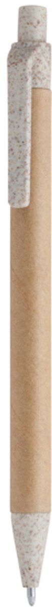 500 stuks voordeel pack Drukknoppen pen van gerecycled karton, met punt en clip van tarwevezel en ABS Model GROVE Beige. Blauwe inkt.