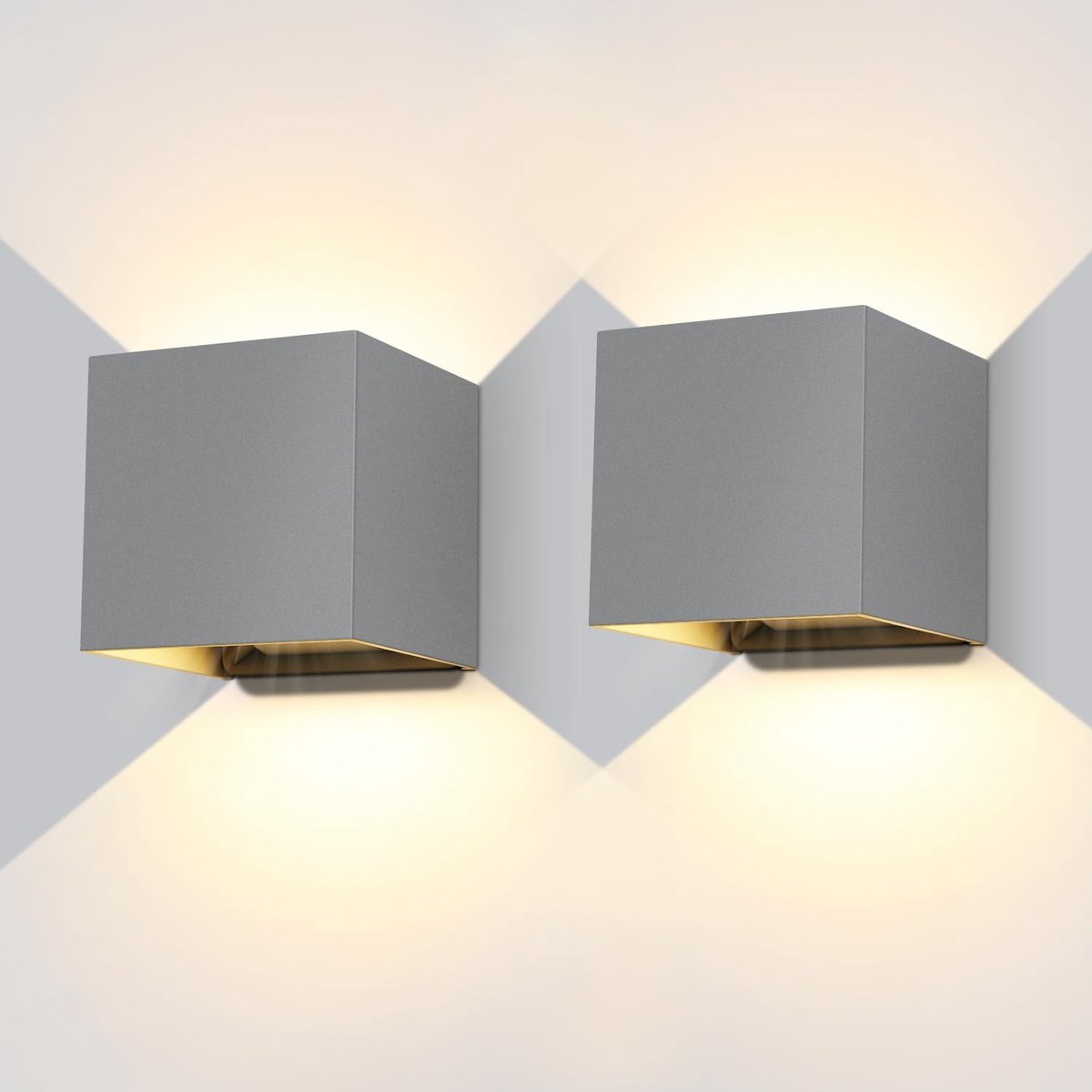 LEDMO LED Wall Light Outdoor 20W 3000K Grey Indoor Wall Light Adjustable Beam Angle Outdoor Lighting Aluminium IP65 - ShopVlot