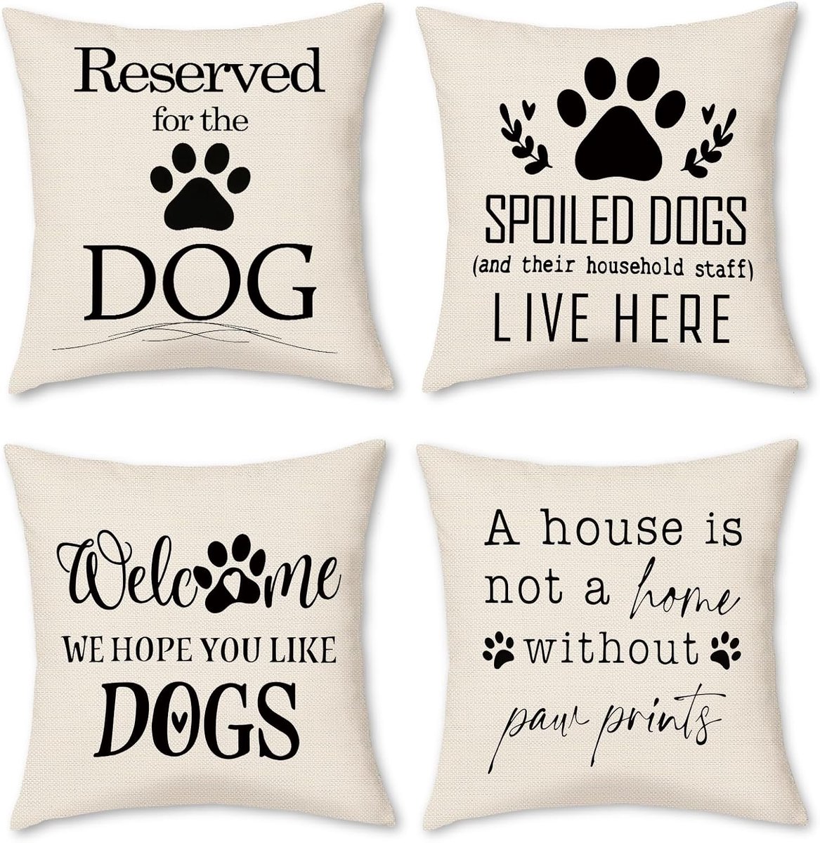 4 Pcs Throw Pillow Covers 18x18 Inch Animal Print Dog Design Decorative Pillowcase for Sofa Bedroom - Minimalist Style - ShopVlot