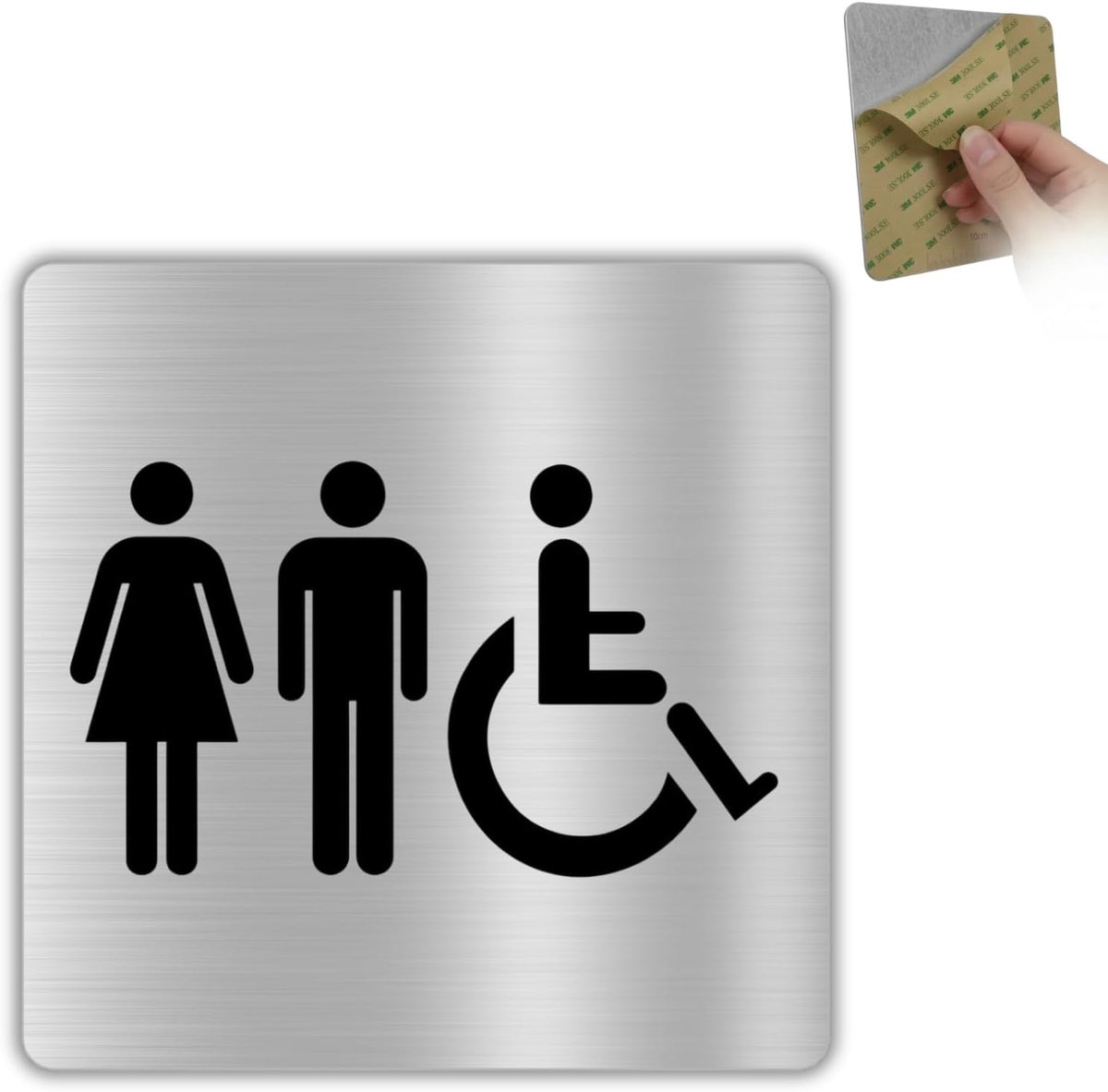 Bathroom plate - 10x10 cm - Aluminium - Modern Brushed Silver Look - ShopVlot