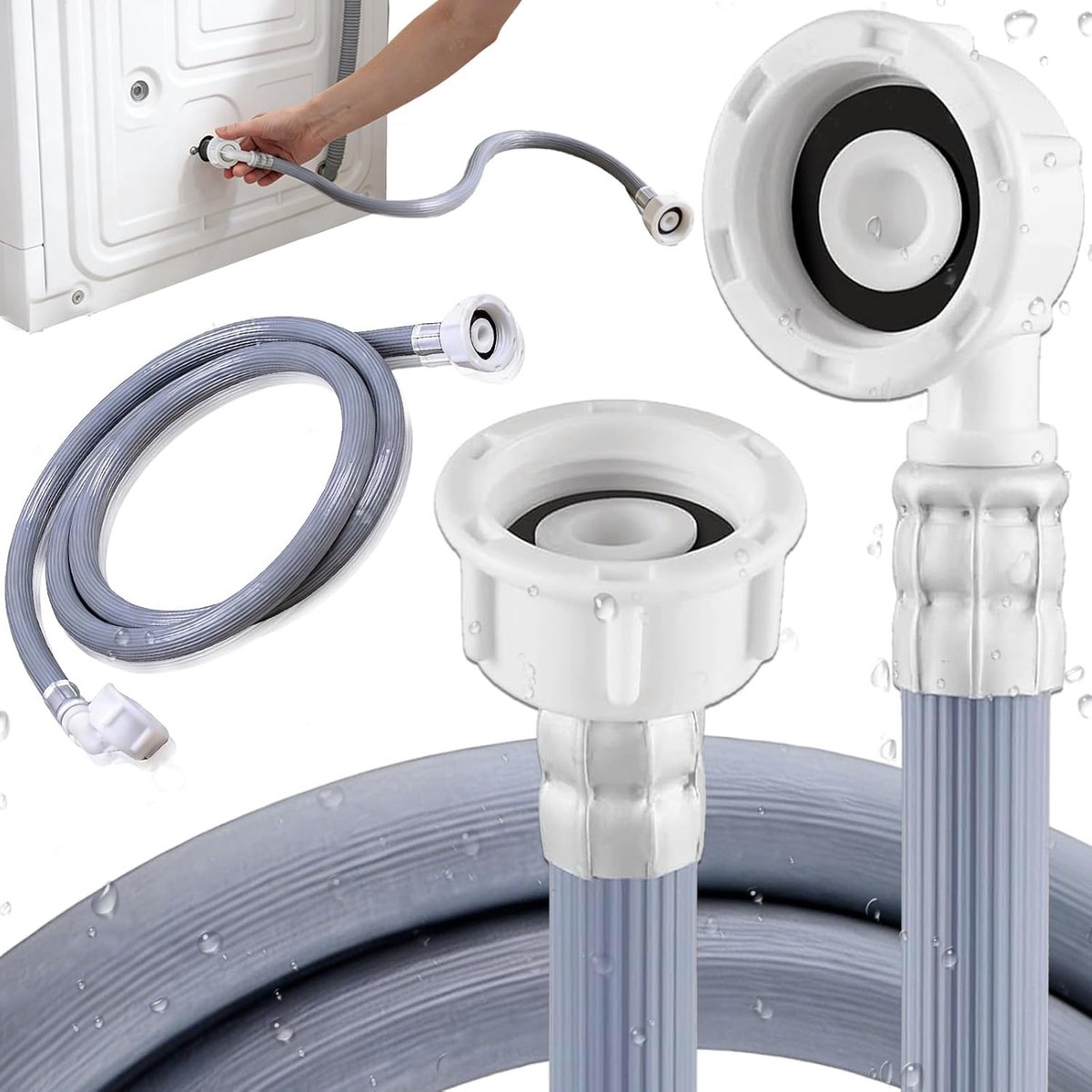 Universal Inlet Hose, Inlet Hose for Washing Machine and Dishwasher 2 m Water Hose for A Pressure of 20 Bar Angled and - ShopVlot