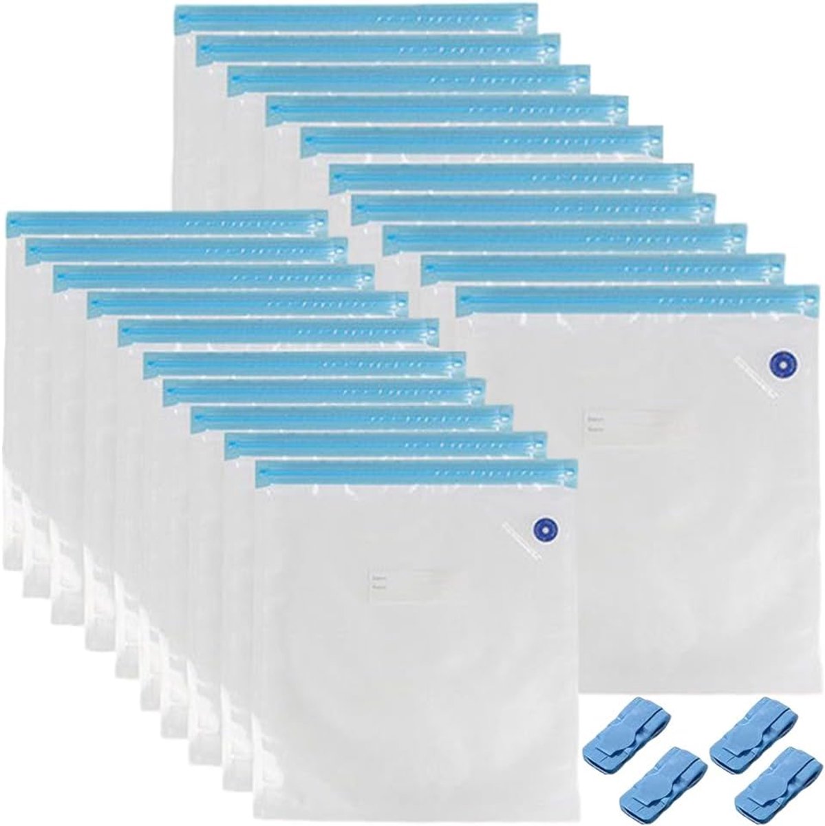 Pack of 20 3D Filament Storage Bags, 34 x 30 cm, with 4 Sealing Clips, Transparent Vacuum Bags, Reusable - ShopVlot