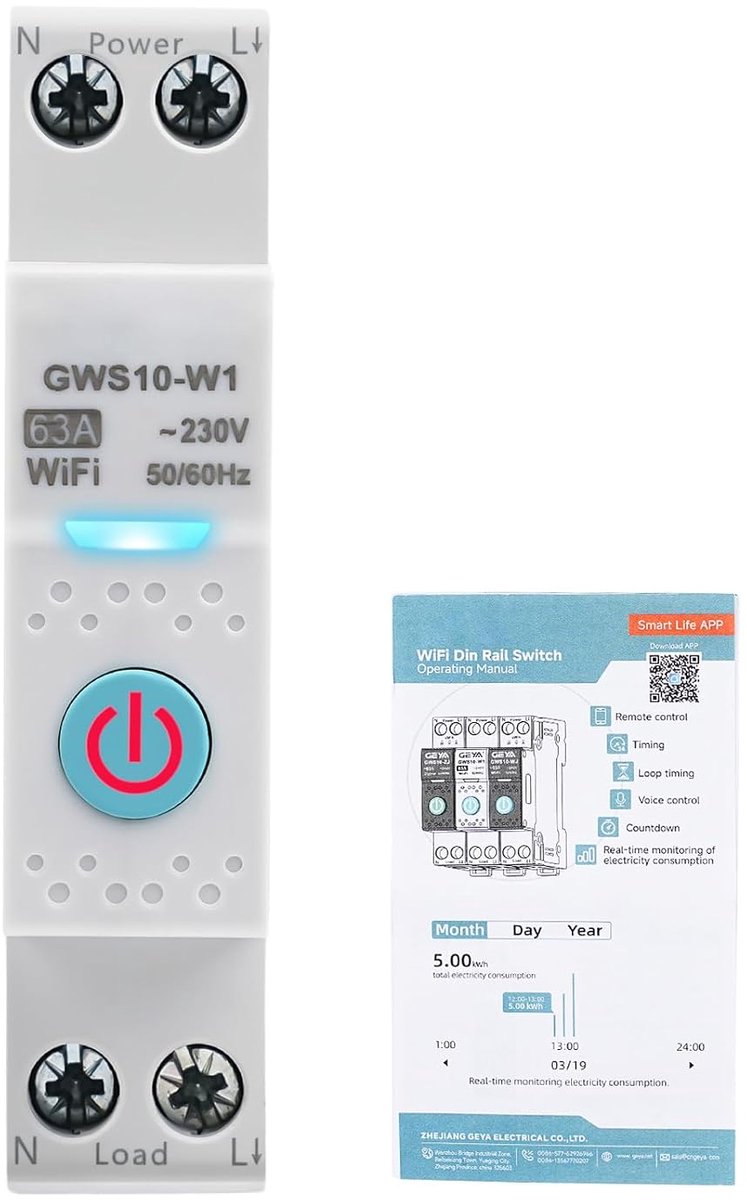 Pipe Security Switch Smart WiFi WLAN Switch On Din Rail WiFi Smart Switch Tuya Voice Control, Countdown Function and - ShopVlot