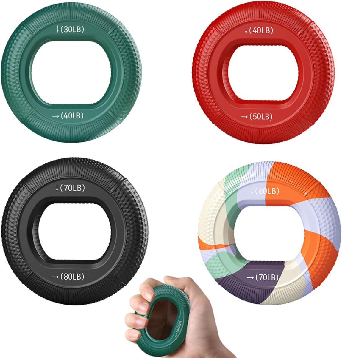 3 Pcs Silicone Ring Grip Booster, Hand Grip Booster, Forearm Trainer, for Progressive Training, Silicone Rings for - ShopVlot