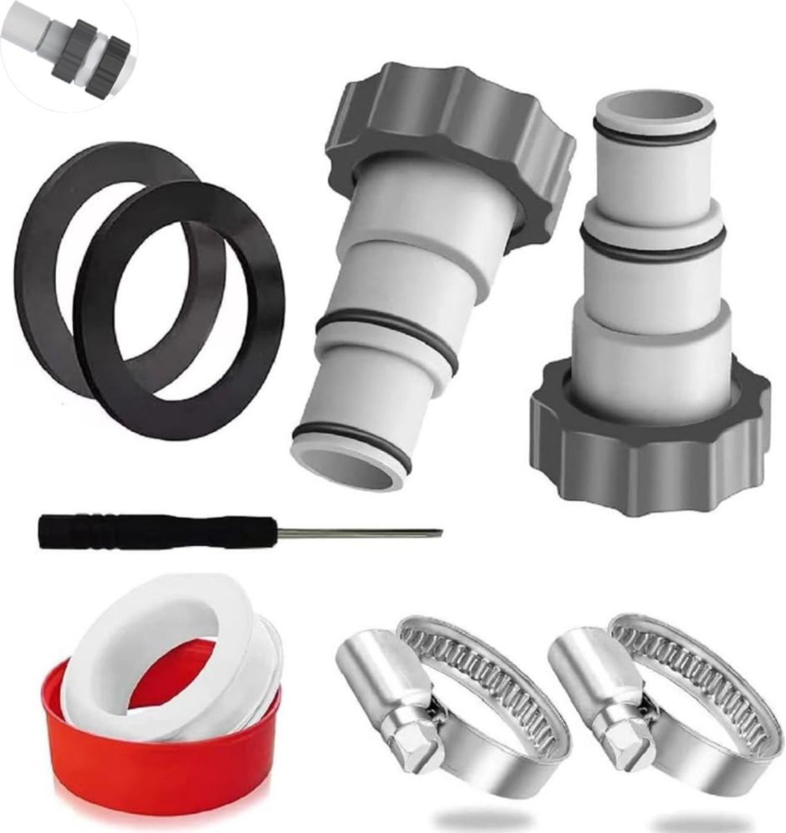 Swimming pool adapter A, 2 pieces, connection set, hose adapter for pumps, hose adapter for pool, 32-38 mm, pool hose - ShopVlot