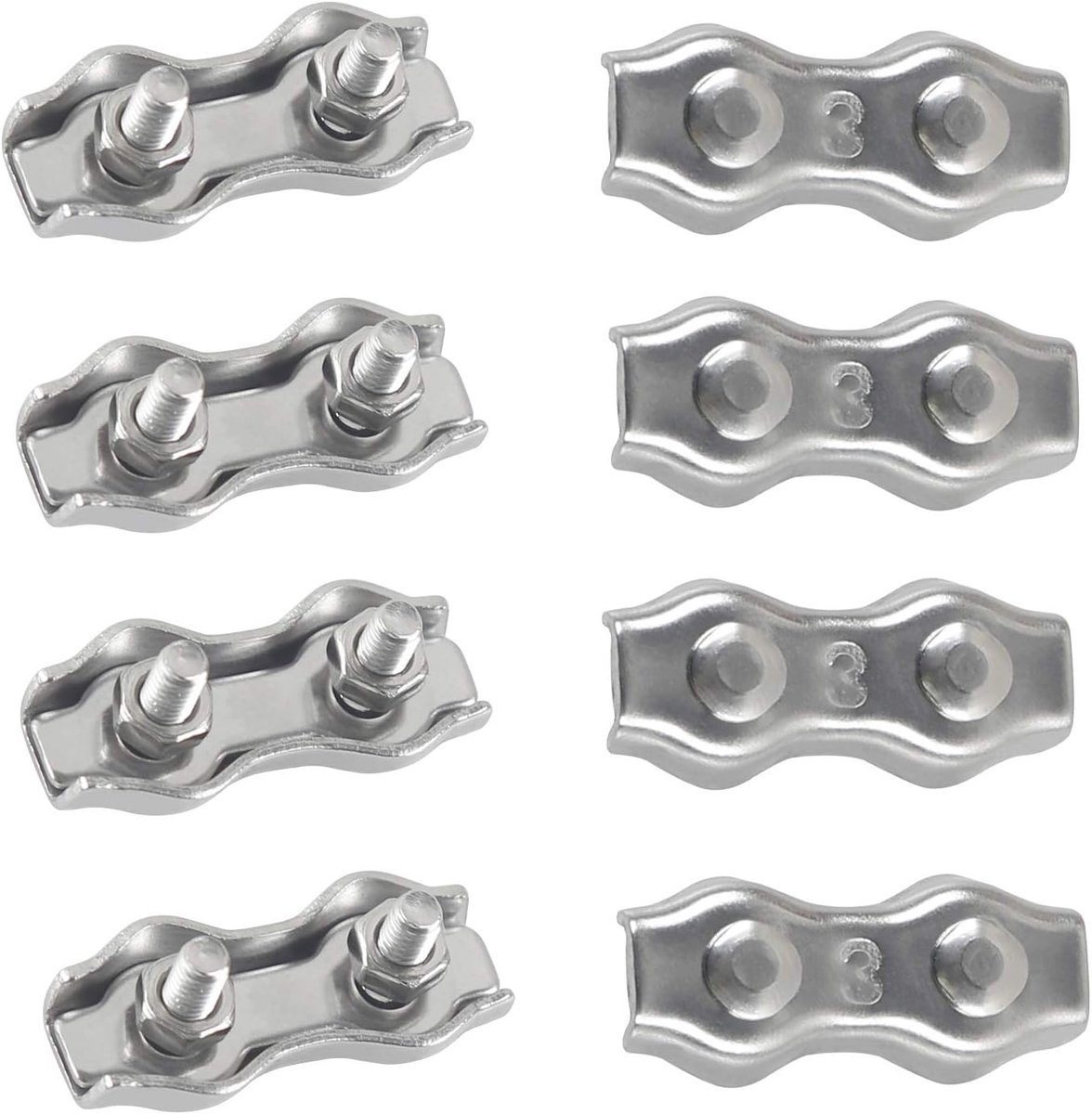 M3 Duplex Clamp 304 Stainless Steel Heavy Duty Wire Rope Clips Duplex Bolt Cable Clamp for Wire Rope Clotheslines - ShopVlot