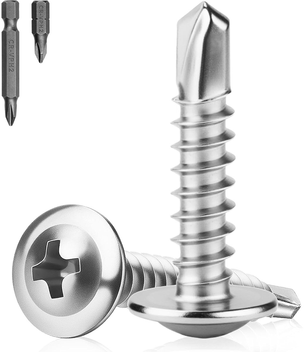 Pack of 150 Self Tapping Screws Stainless Steel M4.2 x 19 mm Plate Screws Self Tapping Drill Screws 410 Stainless - ShopVlot