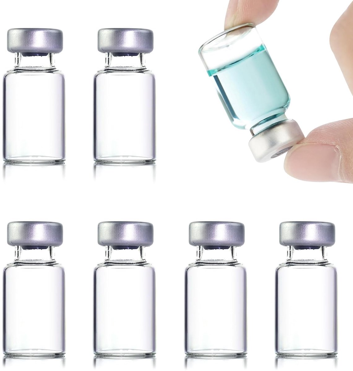 10pcs 3ml Sealed Sample Vials, Clear Bottom Headspace Vials Transparent Glass Vials with Self-healing Injection Hole - ShopVlot