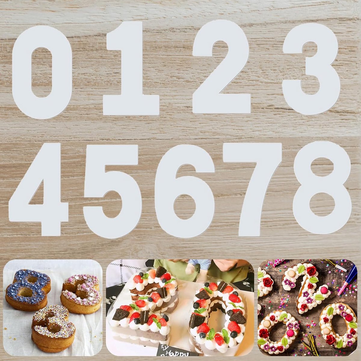 Large Baking Moulds, 9 Pieces, 0-8 Digit, DIY Baking Mould, Cake Stencils, Cake Number Template for Cakes, Cookies - ShopVlot