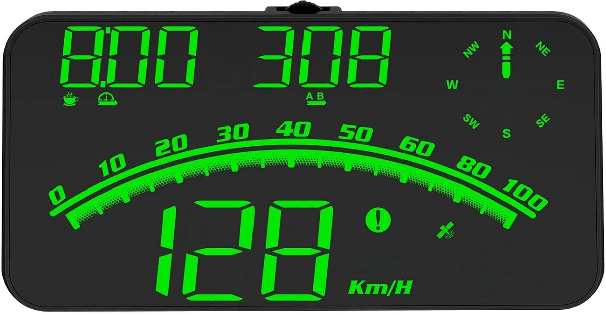 G10 AMROOLOO GPS snelheidsmeter auto head-up-display, groot scherm, km/u, rijkilometerstand, versnellingstijd, hoogte - ShopVlot